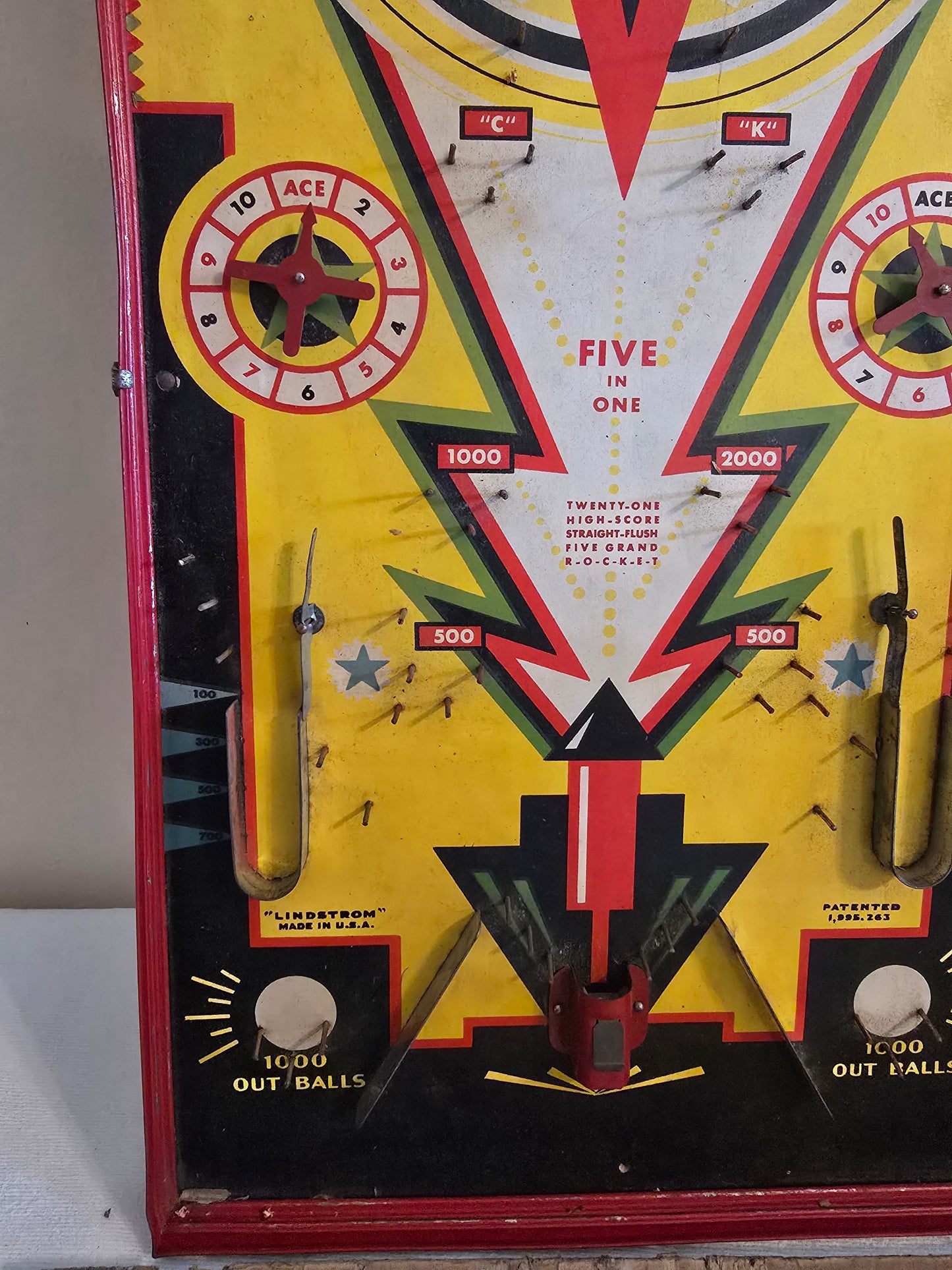 Vintage Lindstroms #595 Rocket Shot 1930's Tin Tabletop Pinball Game with Original Box