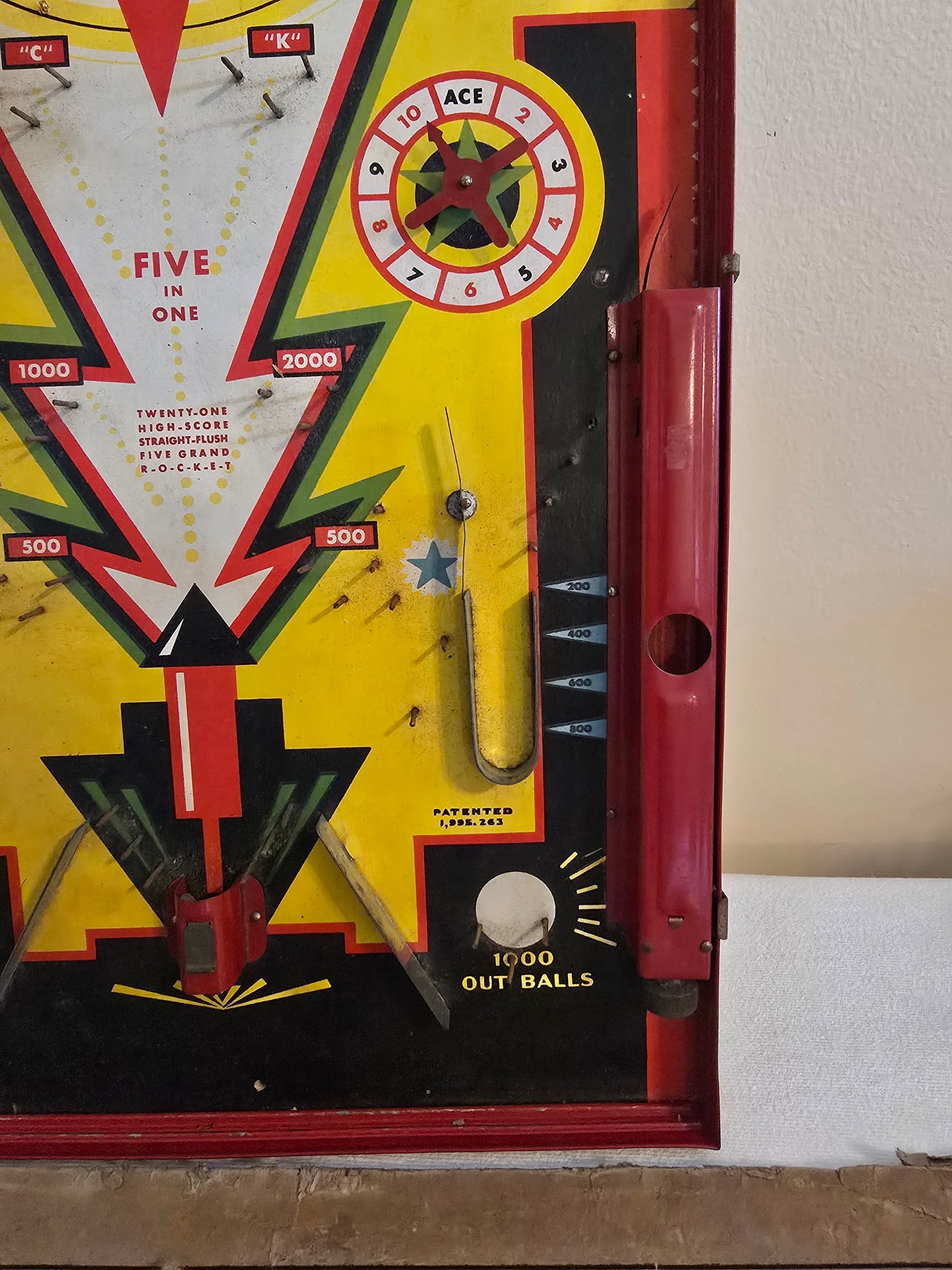 Vintage Lindstroms #595 Rocket Shot 1930's Tin Tabletop Pinball Game with Original Box