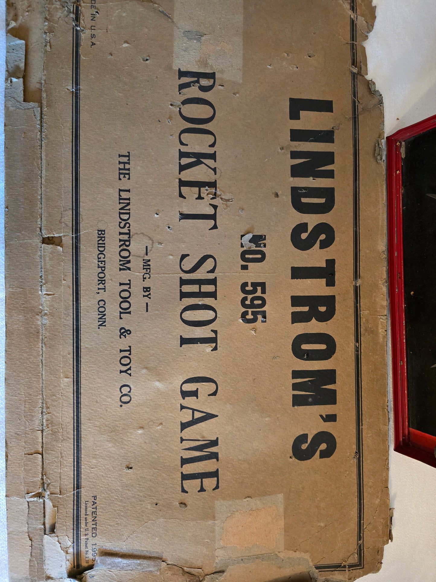 Vintage Lindstroms #595 Rocket Shot 1930's Tin Tabletop Pinball Game with Original Box
