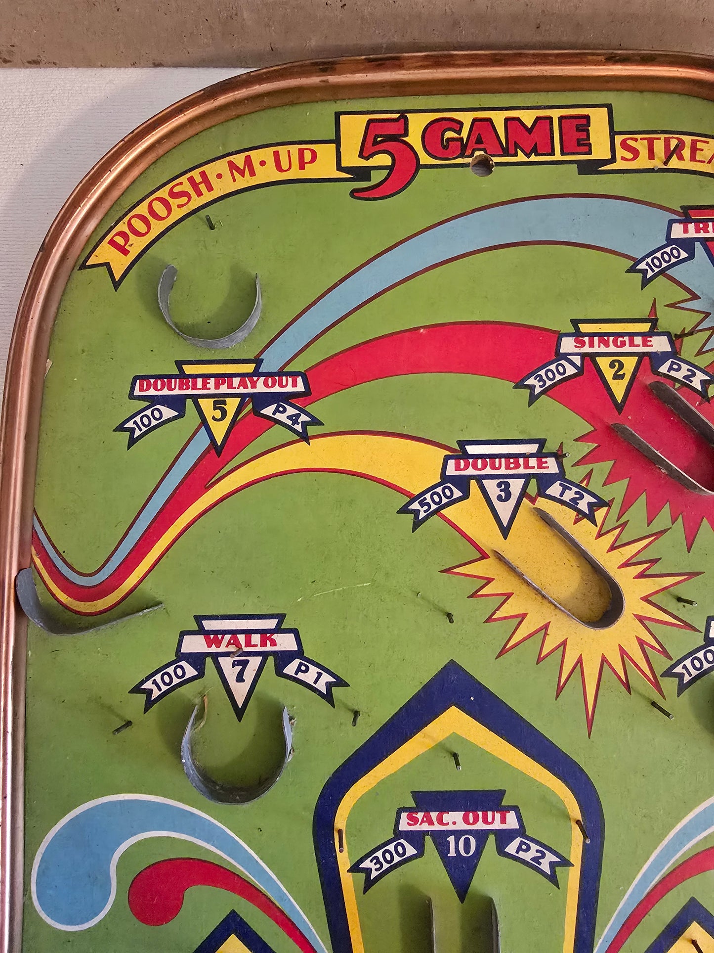 Vintage Poosh-M-Up 5 Game Streamliner No. 5GS Northwestern Products Co. Bagatelle Tabletop Pinball Game