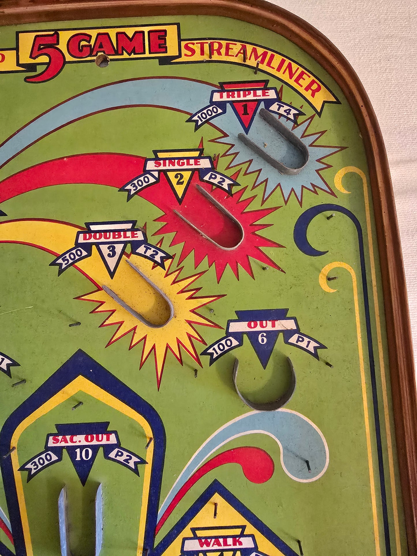 Vintage Poosh-M-Up 5 Game Streamliner No. 5GS Northwestern Products Co. Bagatelle Tabletop Pinball Game