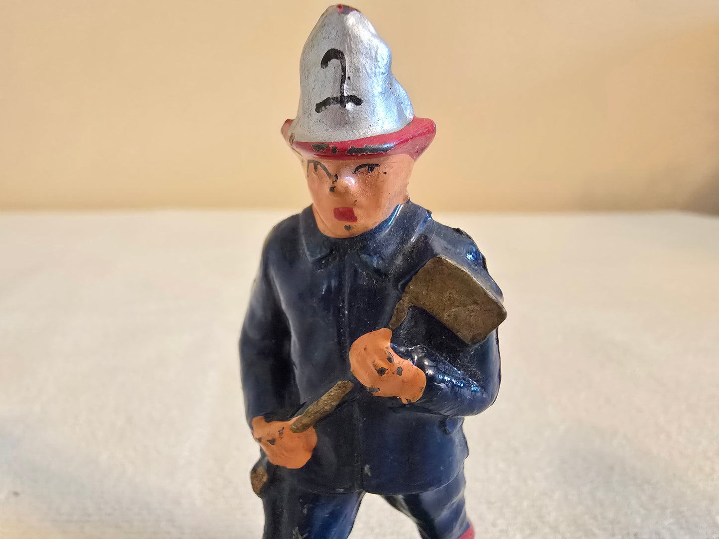 Vintage Manoil Barclay Lead Toy Firefighters Pair Axe Hose