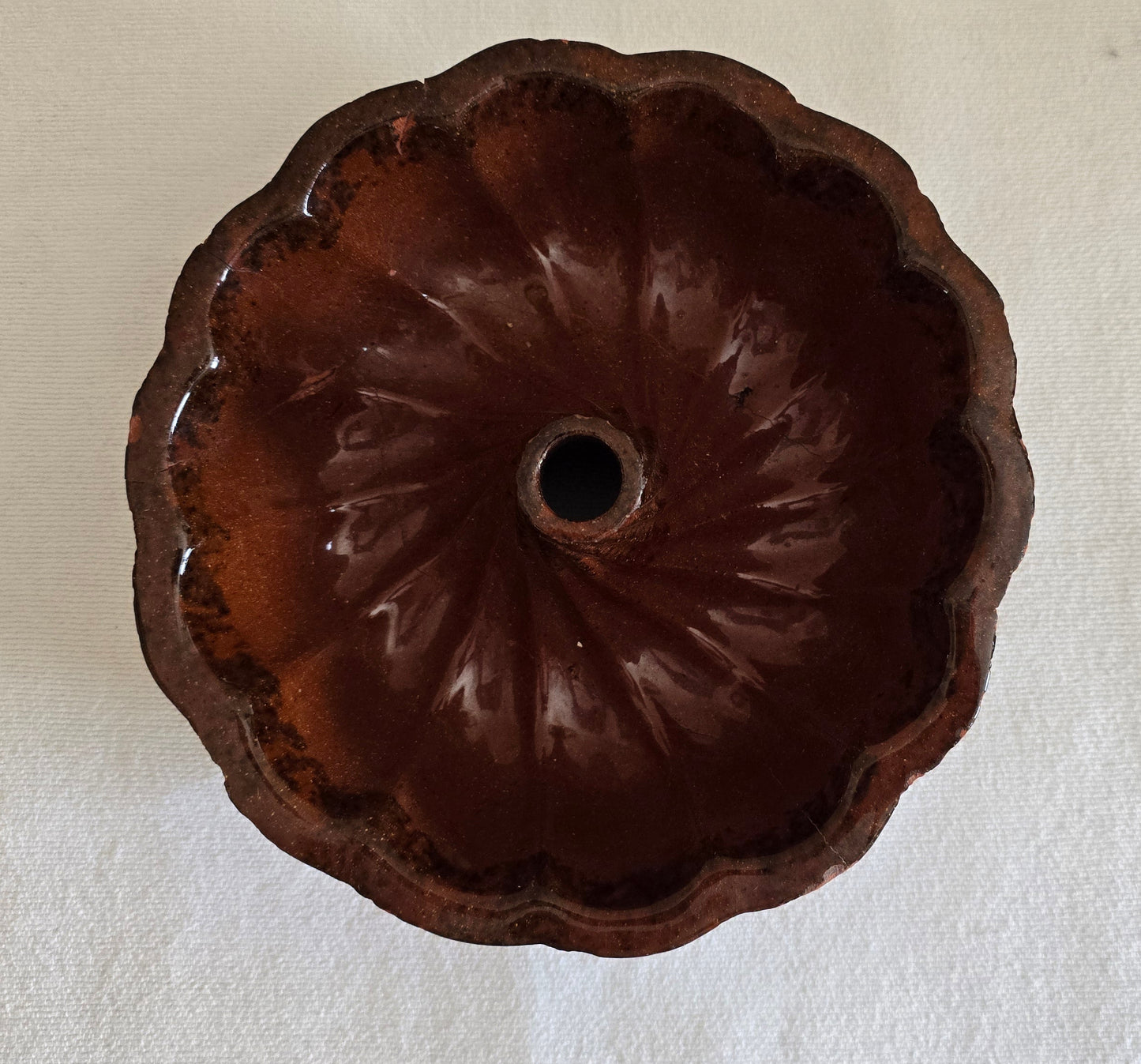 Vintage Redware Turks Head Bundt Pan Cake Mold *AS IS*