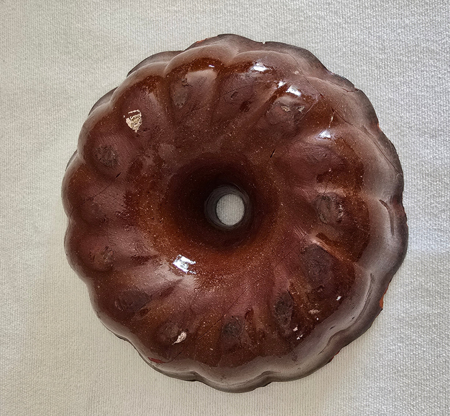 Vintage Redware Turks Head Bundt Pan Cake Mold *AS IS*