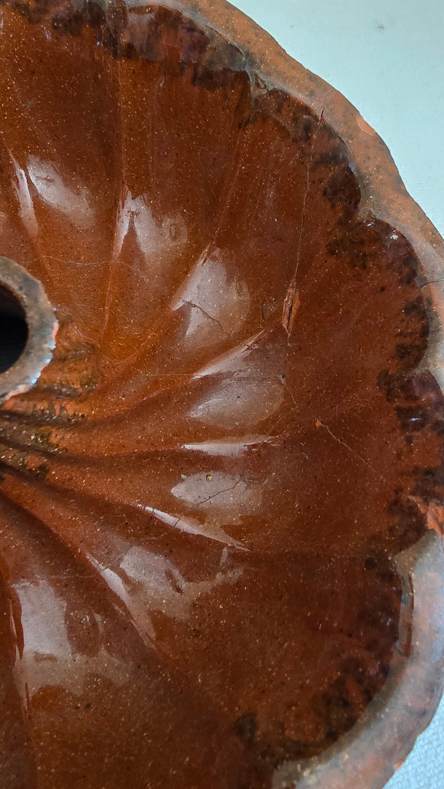 Vintage Redware Turks Head Bundt Pan Cake Mold *AS IS*
