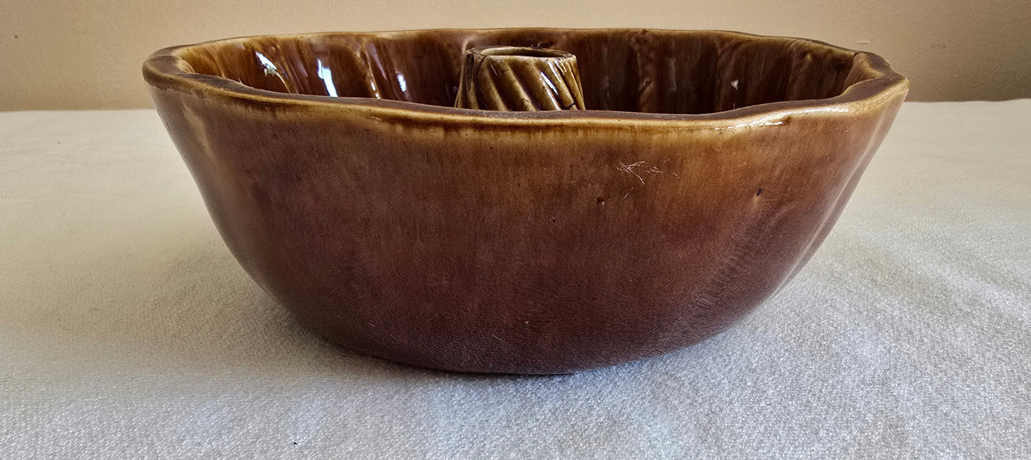 Vintage Turks Head Bundt Pan Cake Mold Redware 8"