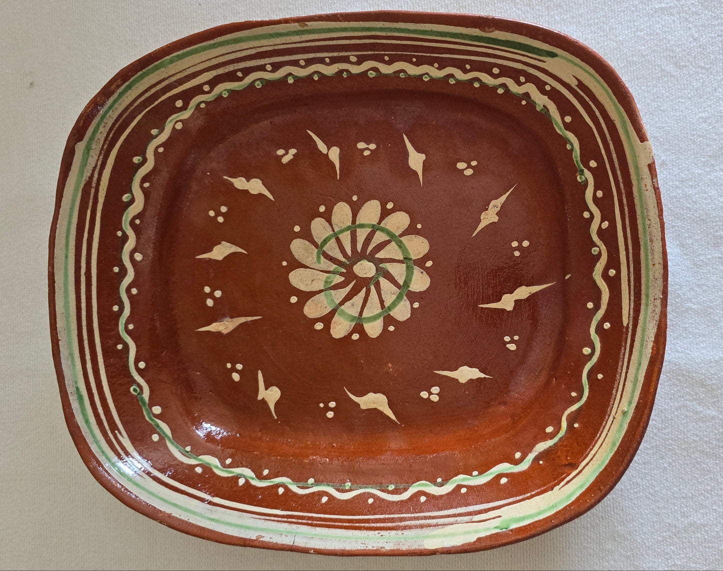Vintage Redware Tlaqueplaque Pottery Set of 2 Platters and Bowl Made in Mexico