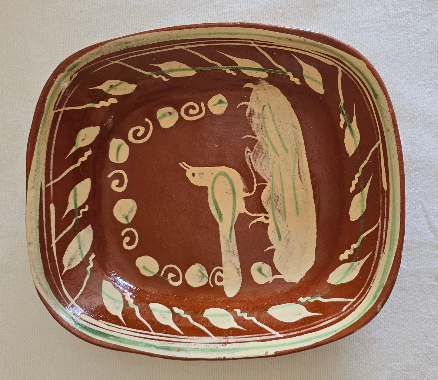 Vintage Redware Tlaqueplaque Pottery Set of 2 Platters and Bowl Made in Mexico