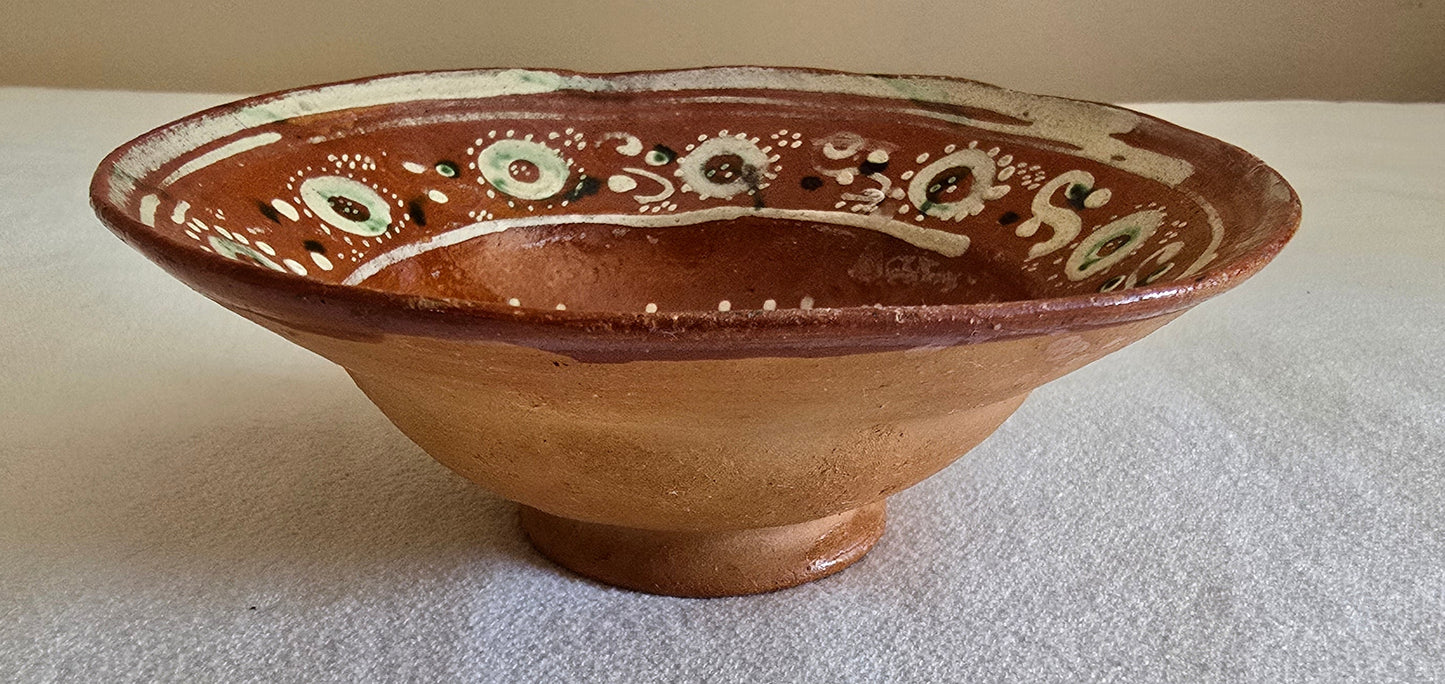 Vintage Redware Tlaqueplaque Pottery Set of 2 Platters and Bowl Made in Mexico
