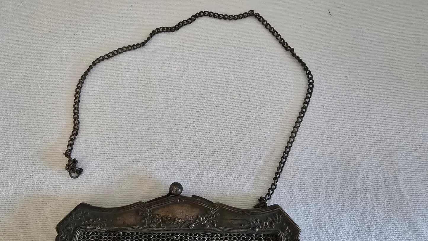 Vintage German Silver Chain Mesh Purse Handbag