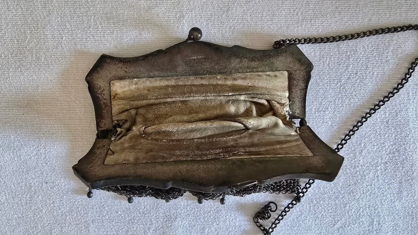 Vintage German Silver Chain Mesh Purse Handbag