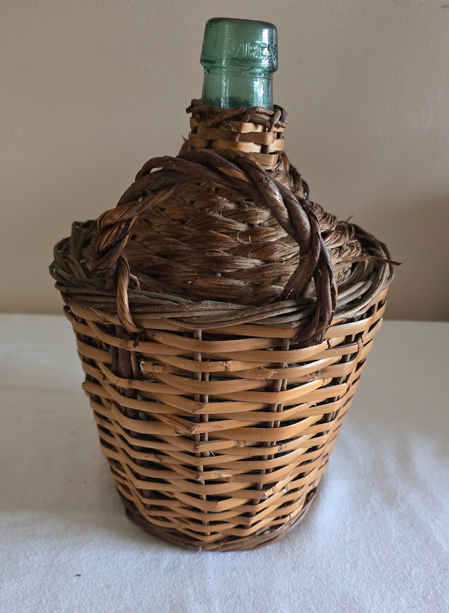 Vintage Viresa Demijohn Wicker Wrapped Bottle with Handles