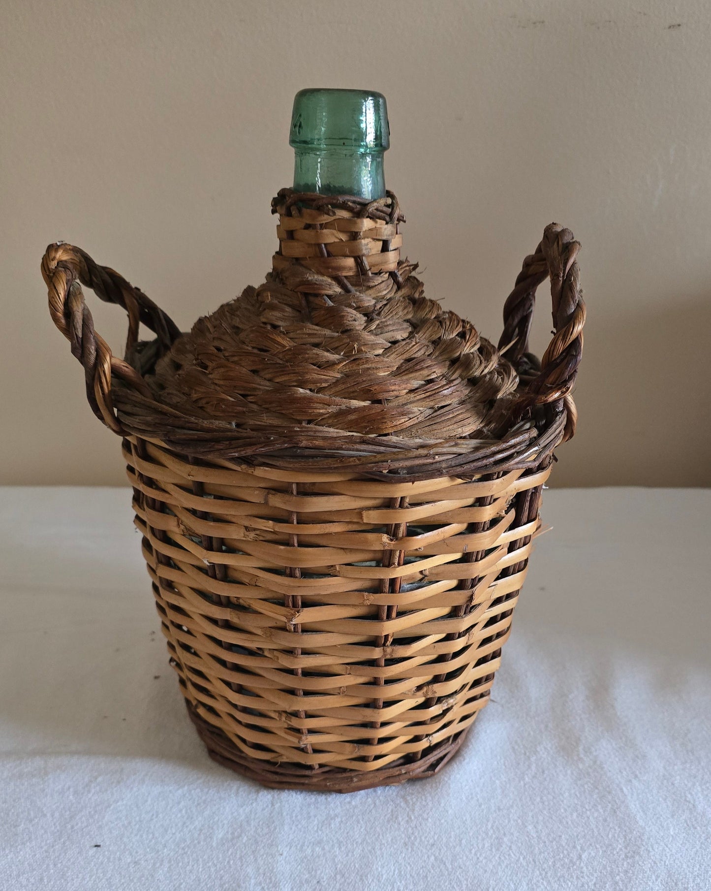 Vintage Viresa Demijohn Wicker Wrapped Bottle with Handles