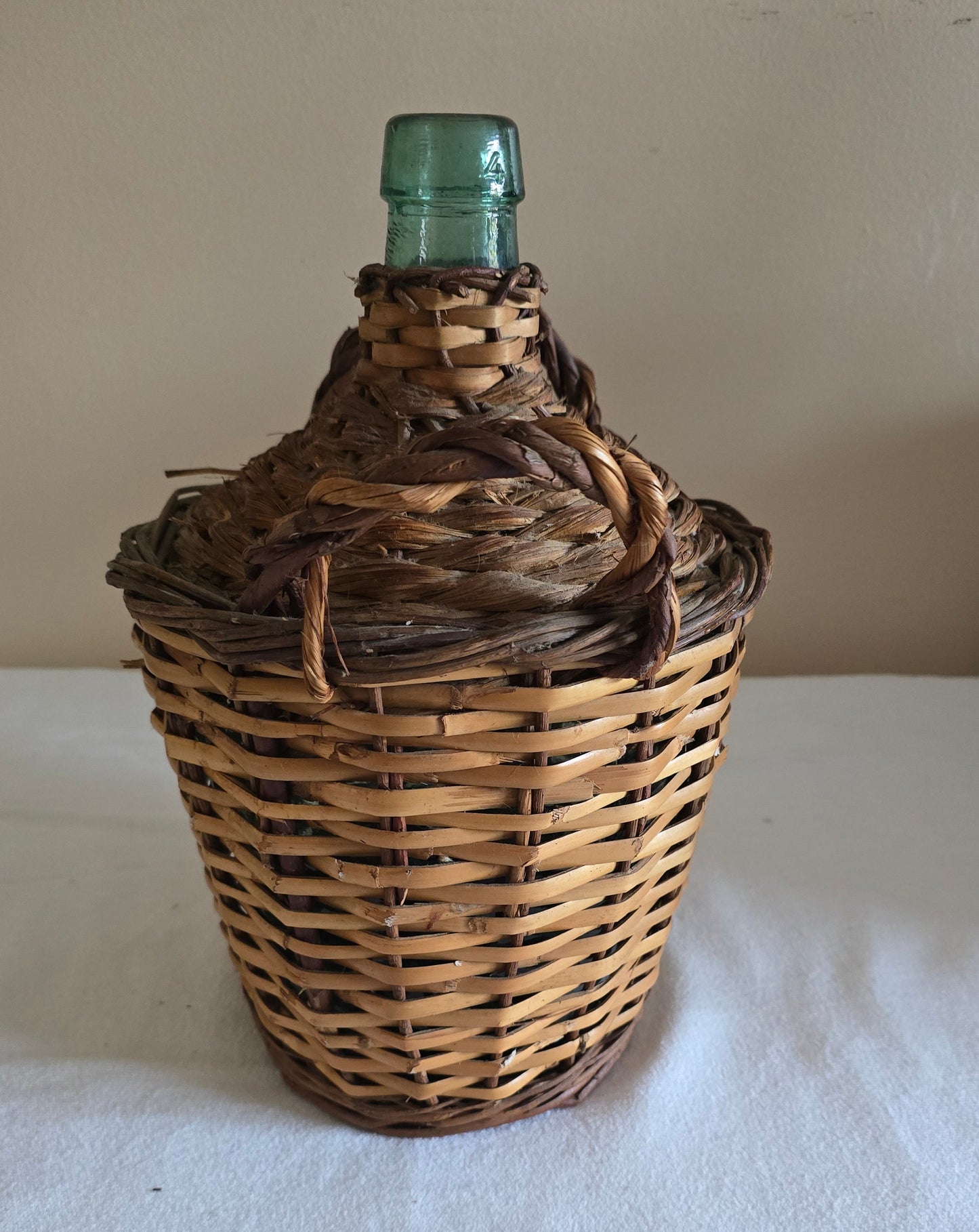 Vintage Viresa Demijohn Wicker Wrapped Bottle with Handles