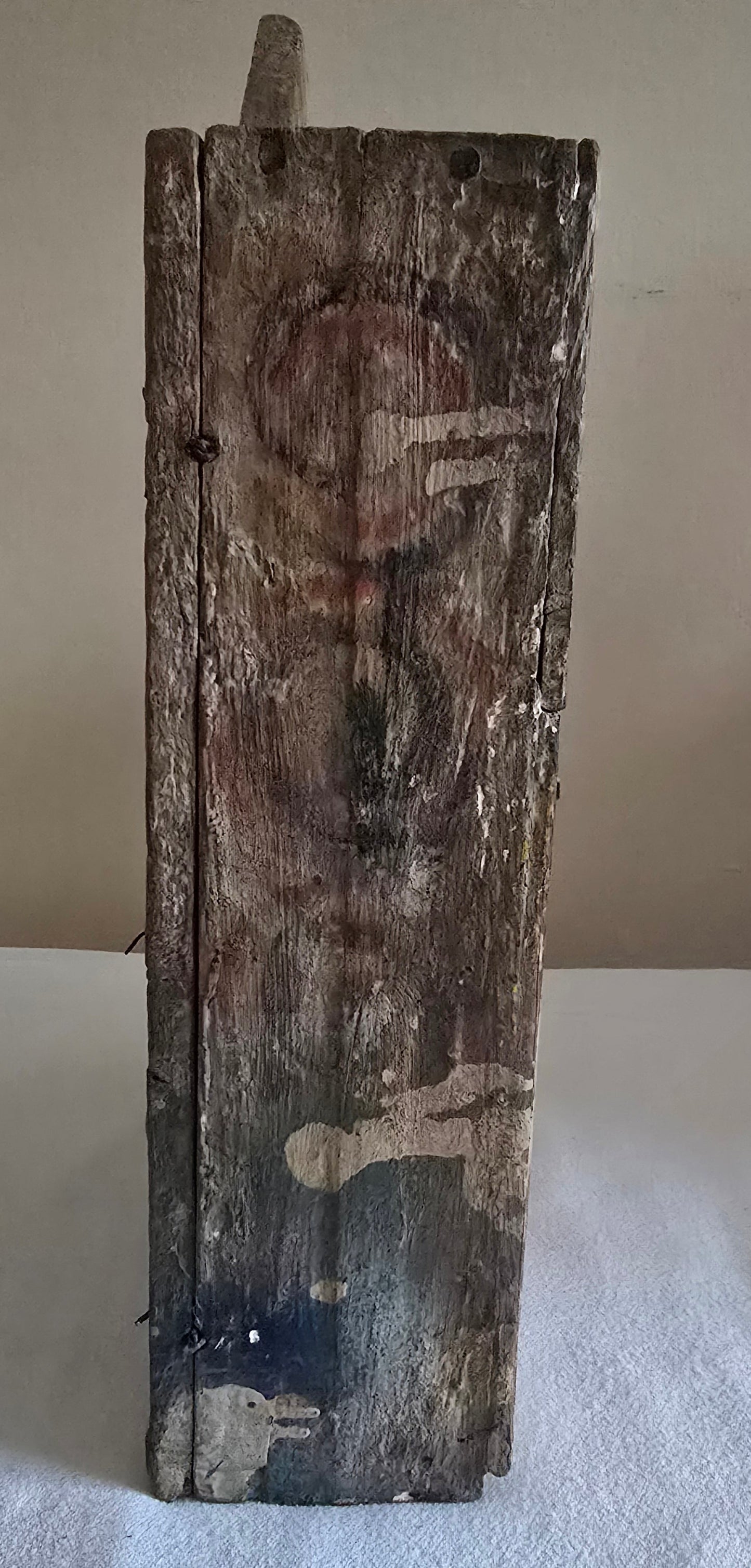 Antique Peruvian Retablo Religious Saints Carved Shrine Prayer Box Cabinet Filadelfia