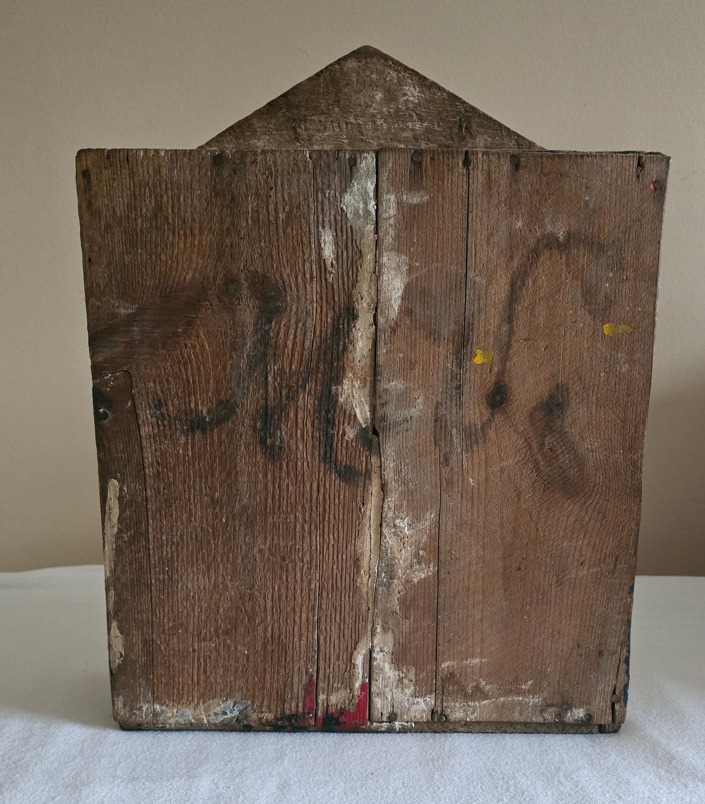Antique Peruvian Retablo Religious Saints Carved Shrine Prayer Box Cabinet Filadelfia