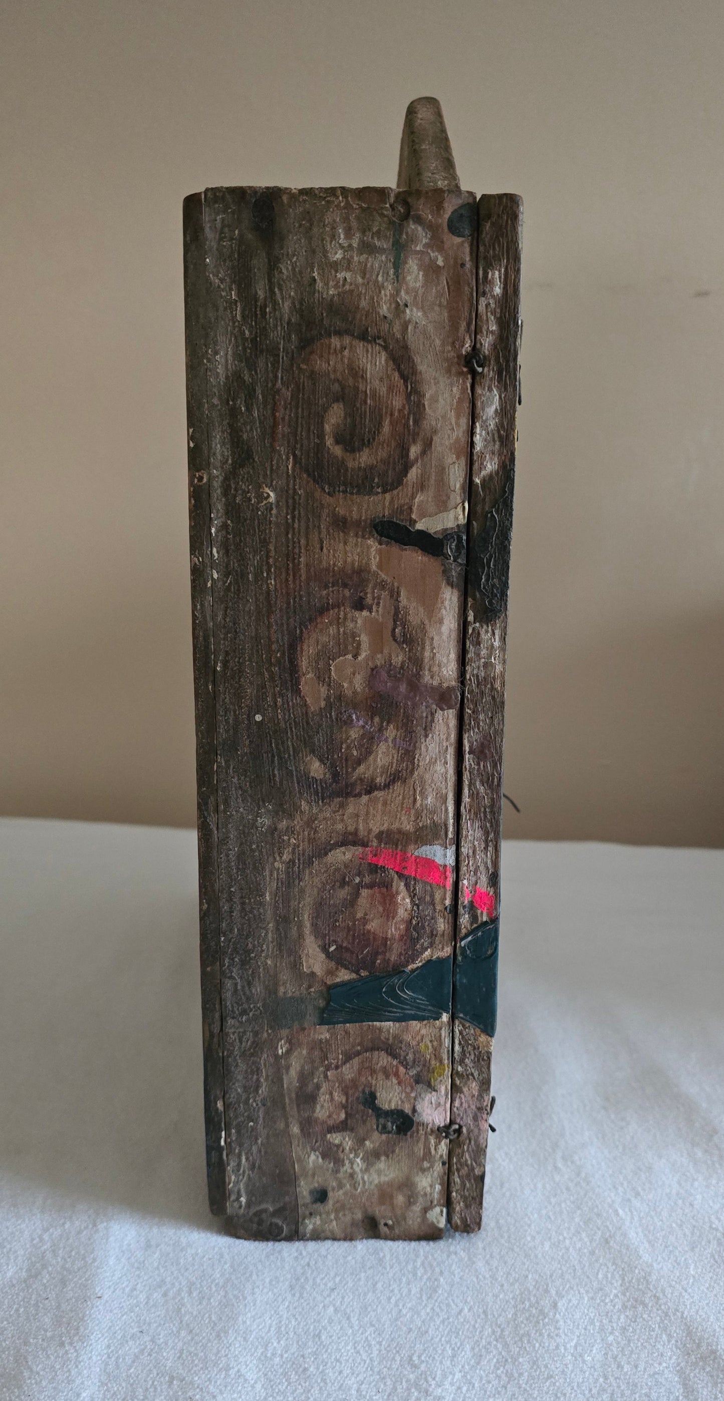 Antique Peruvian Retablo Religious Saints Carved Shrine Prayer Box Cabinet Filadelfia