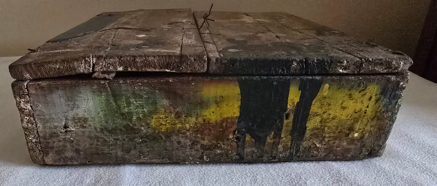 Antique Peruvian Retablo Religious Saints Carved Shrine Prayer Box Cabinet Filadelfia