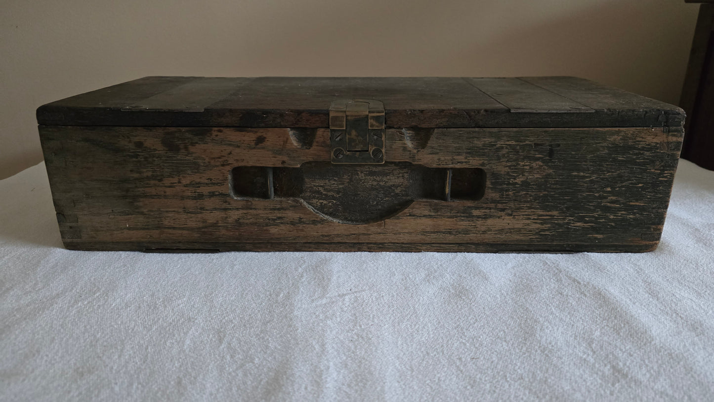 Antique WWI Ammo Box for US M1909 Benet-Mercie LMG Wood with Brass Hardware