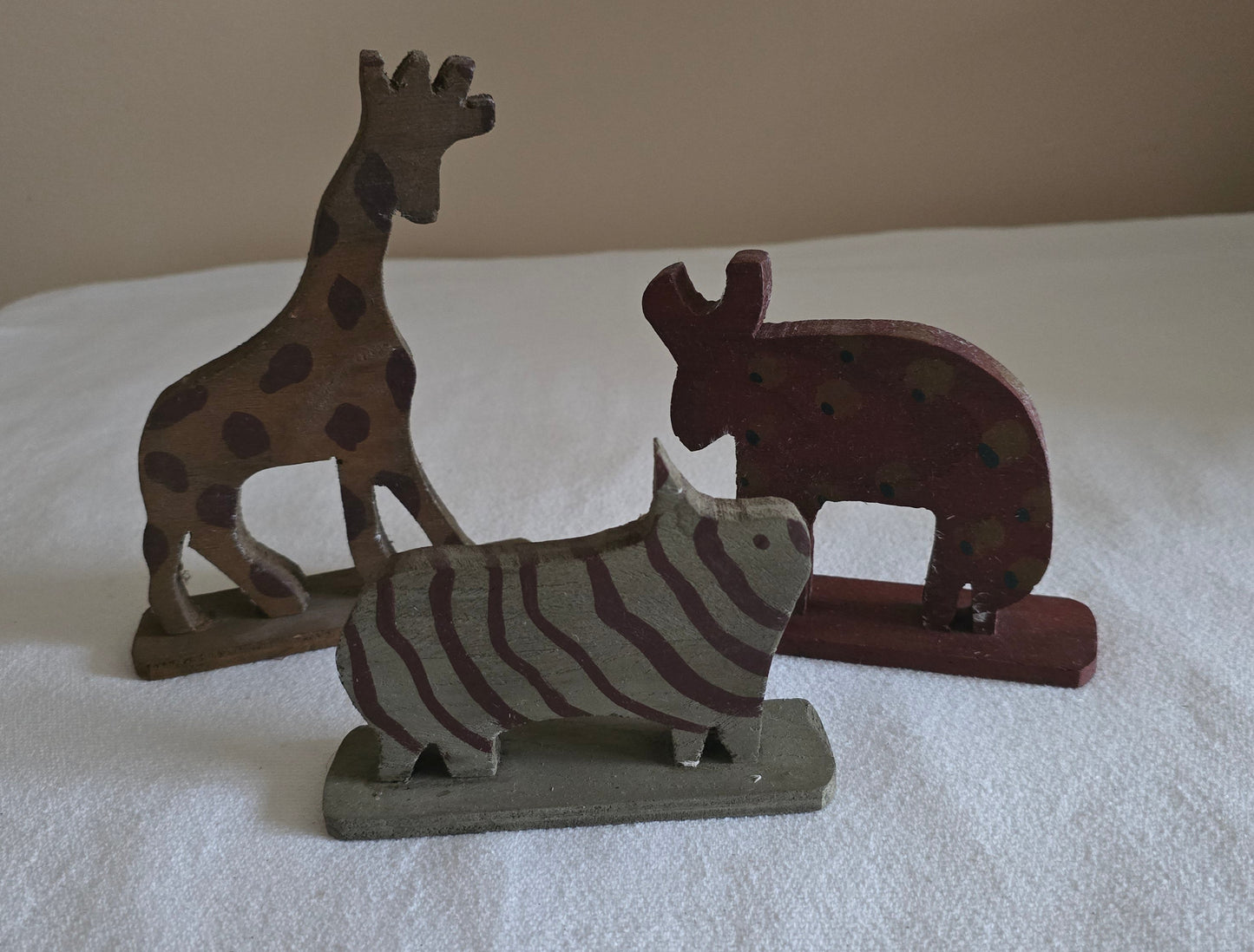 Vintage Primitive Folk Art Wooden Noah's Ark Toy Playset on Wheels with Animals