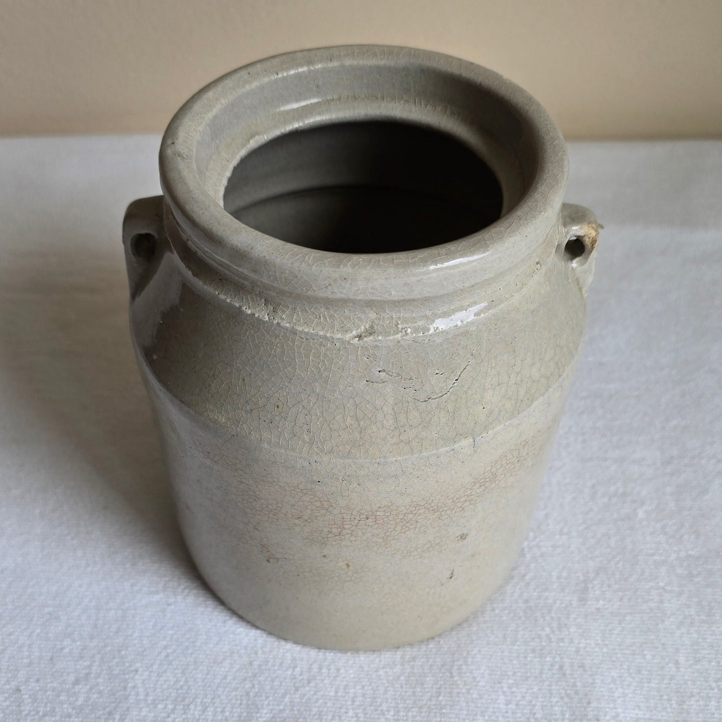 Antique Stoneware Crock Pottery Storage Butter Churn 6"