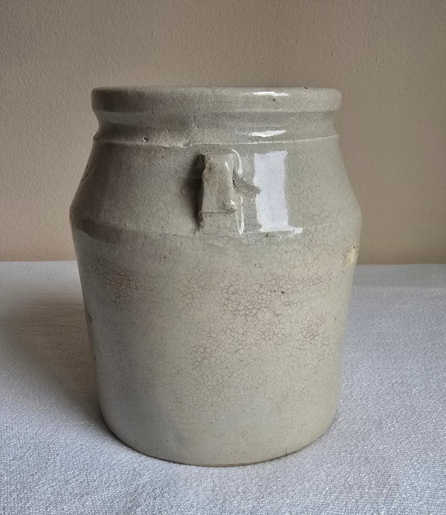 Antique Stoneware Crock Pottery Storage Butter Churn 6"