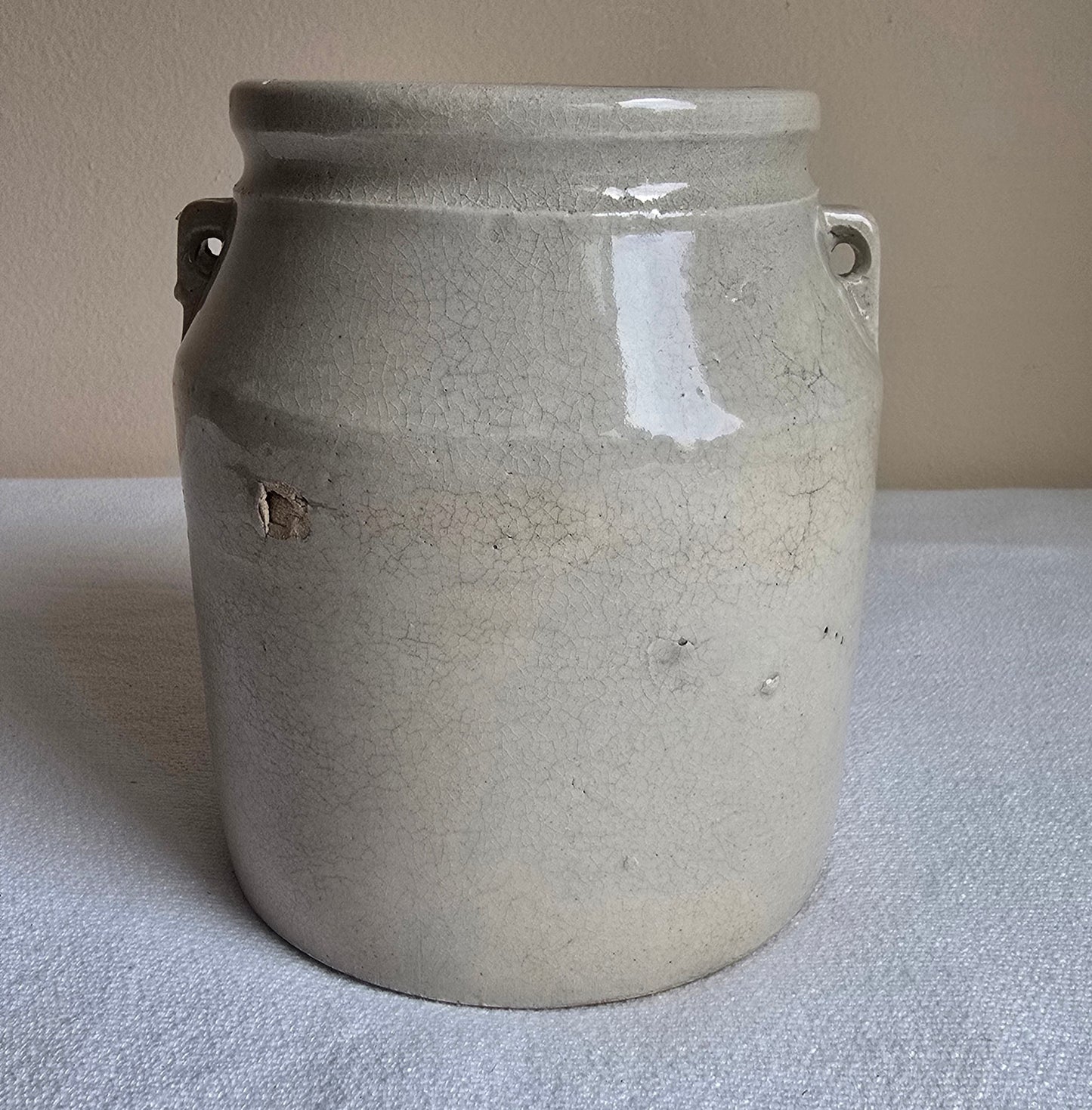 Antique Stoneware Crock Pottery Storage Butter Churn 6"