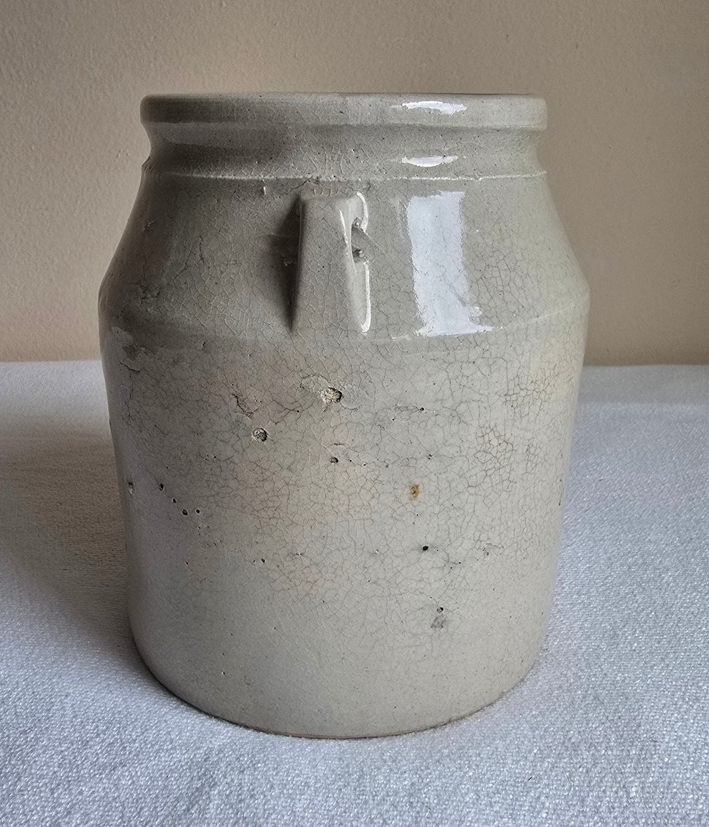Antique Stoneware Crock Pottery Storage Butter Churn 6"