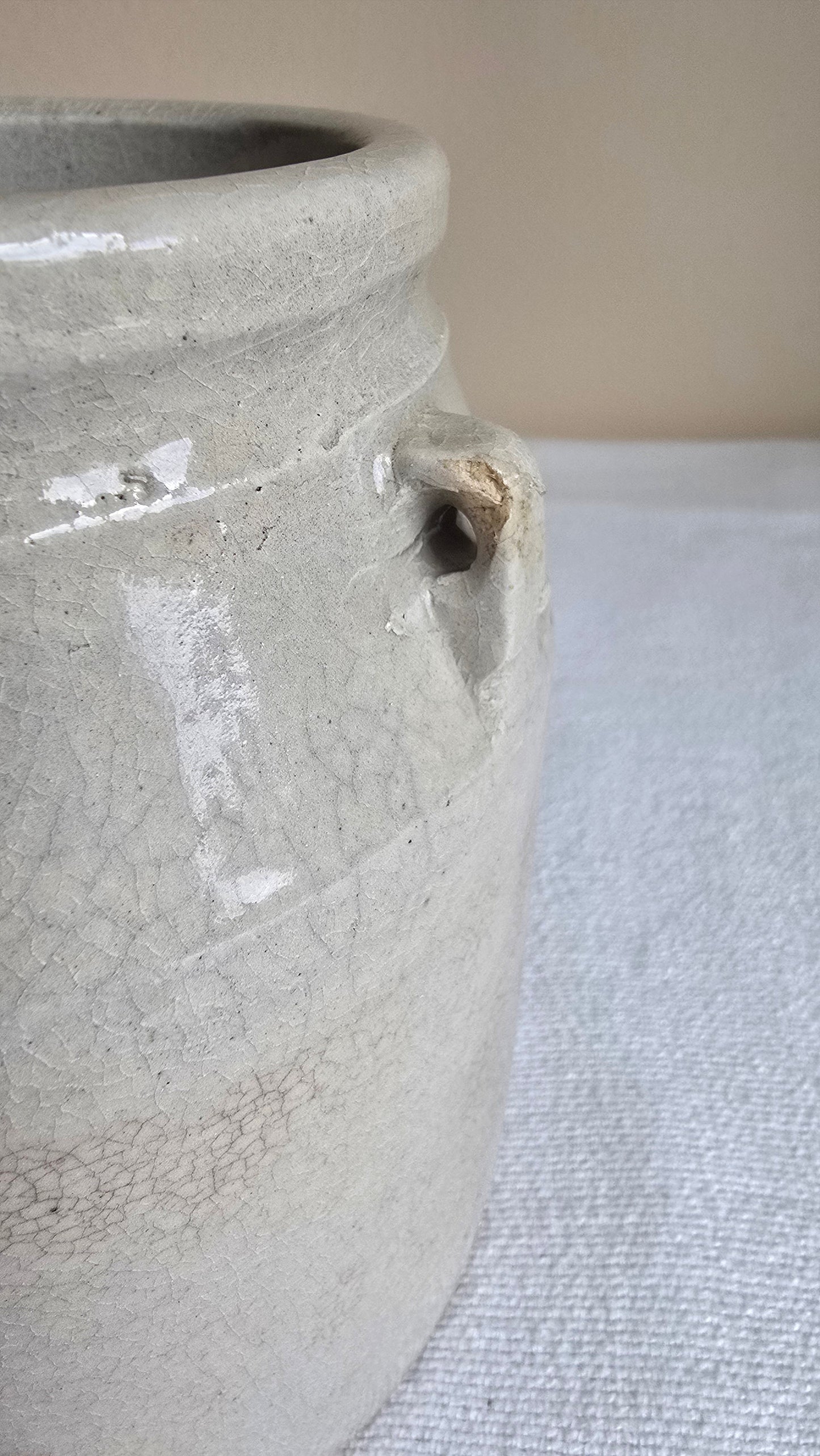 Antique Stoneware Crock Pottery Storage Butter Churn 6"