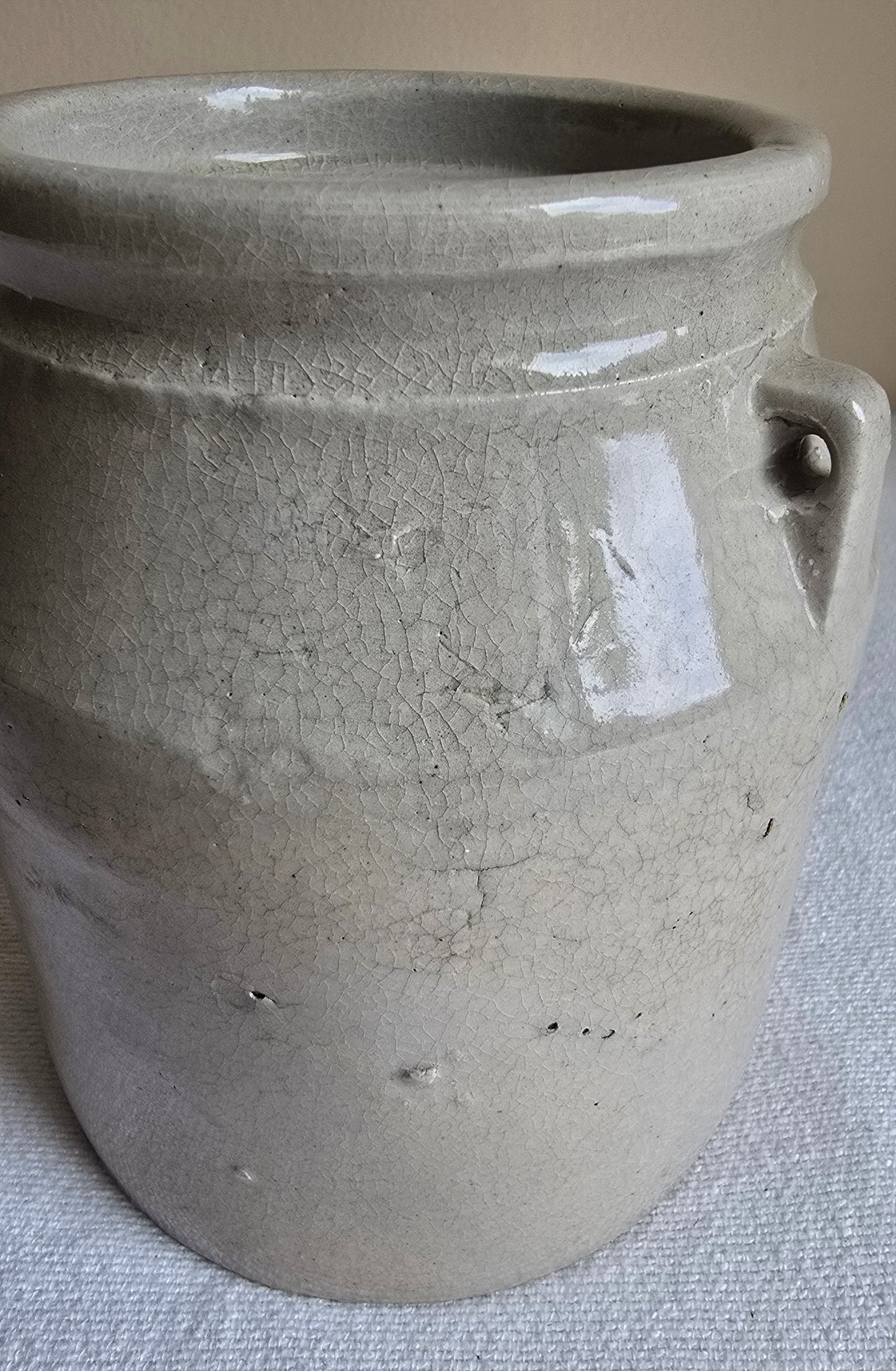 Antique Stoneware Crock Pottery Storage Butter Churn 6"