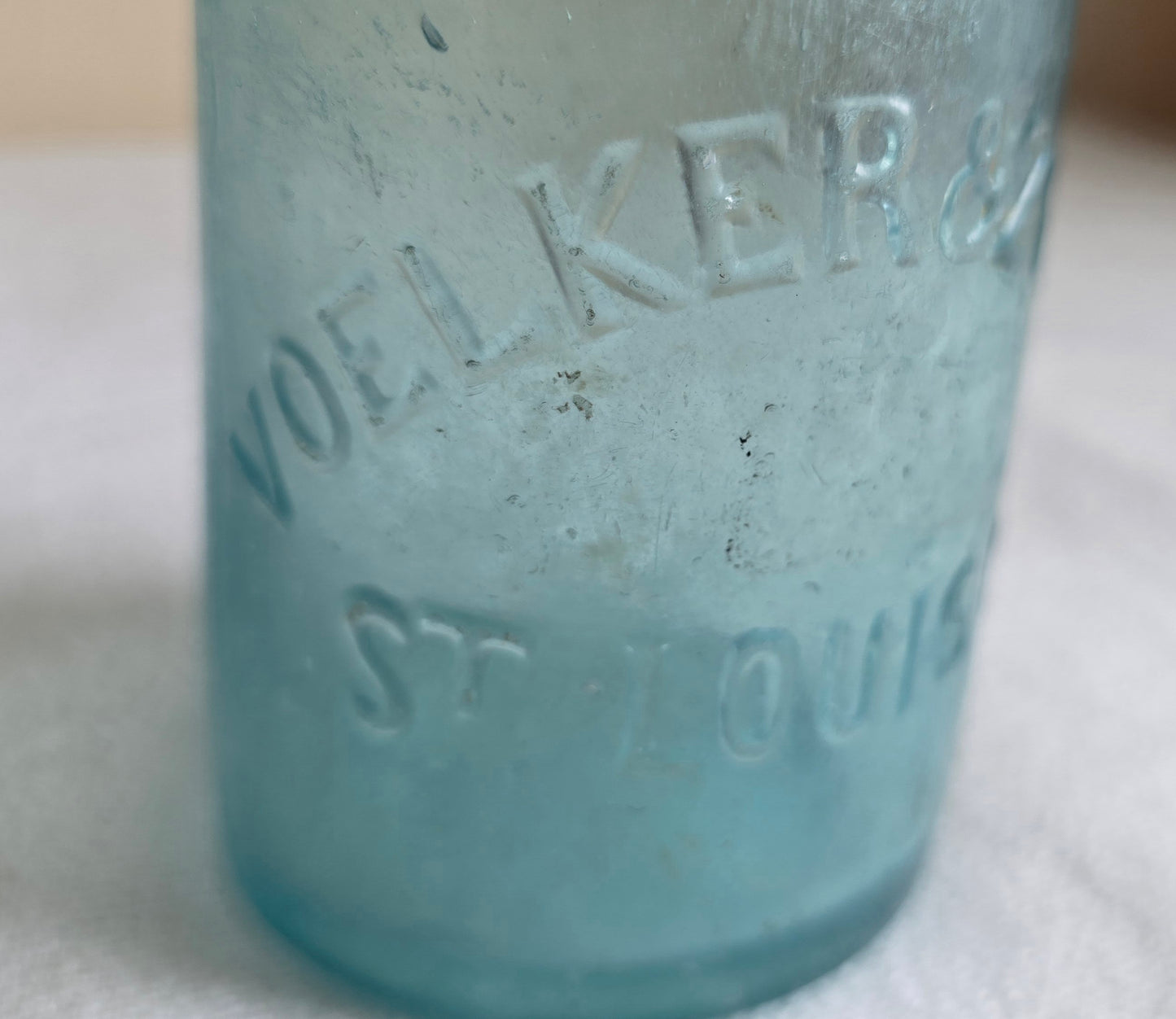 Rare Antique Voelker & Zeisler St Louis MO Missouri Blue Blob Top Soda Bottle