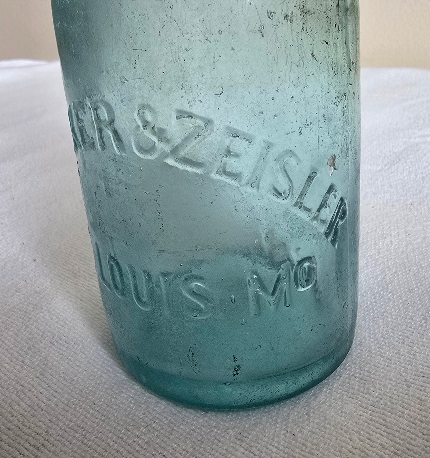 Rare Antique Voelker & Zeisler St Louis MO Missouri Blue Blob Top Soda Bottle