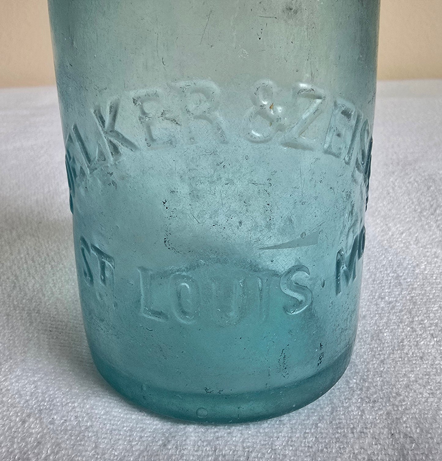 Rare Antique Voelker & Zeisler St Louis MO Missouri Blue Blob Top Soda Bottle