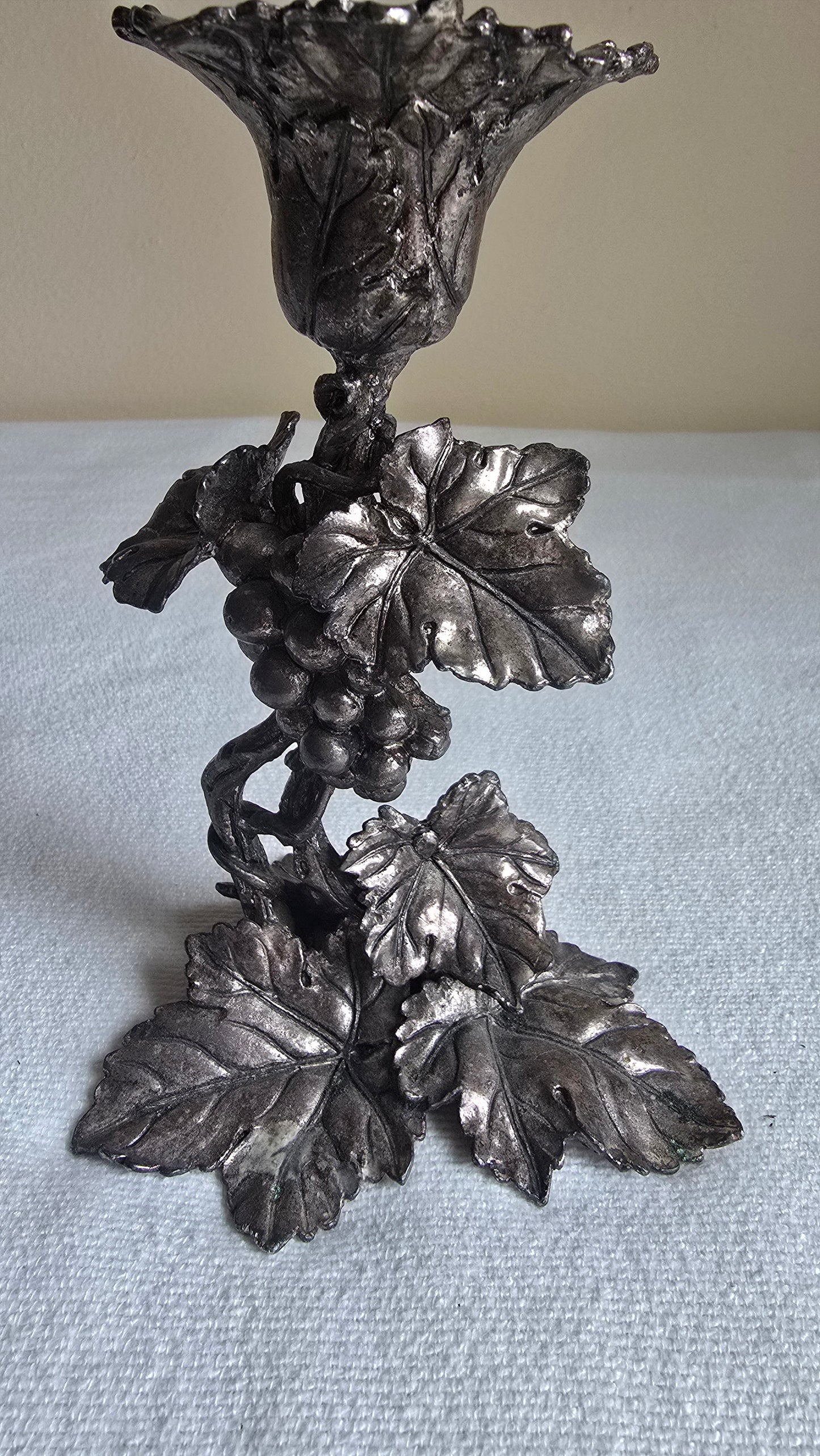 Vintage 1998 Arthur Court Grapevine Candlestick Candle Holder Silver