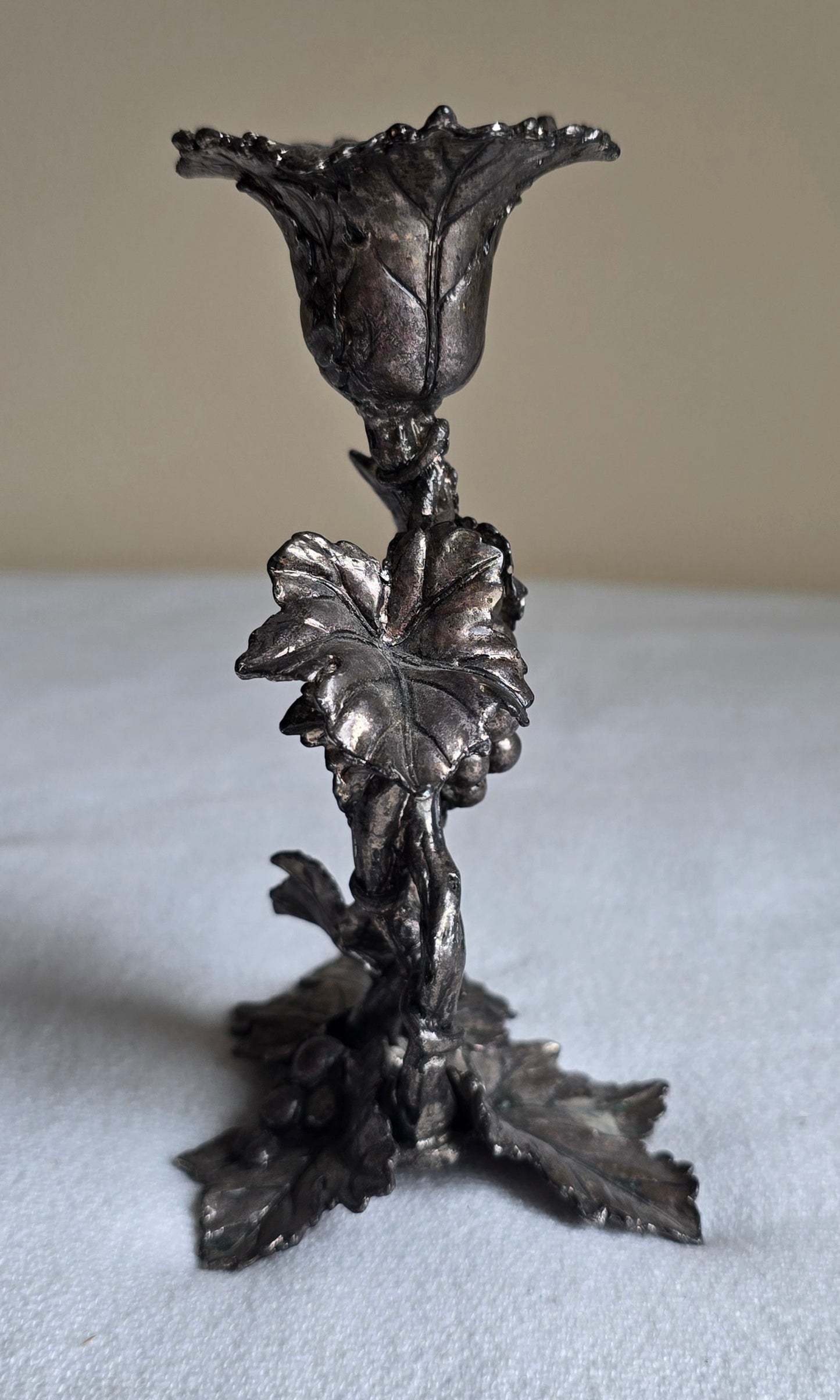 Vintage 1998 Arthur Court Grapevine Candlestick Candle Holder Silver