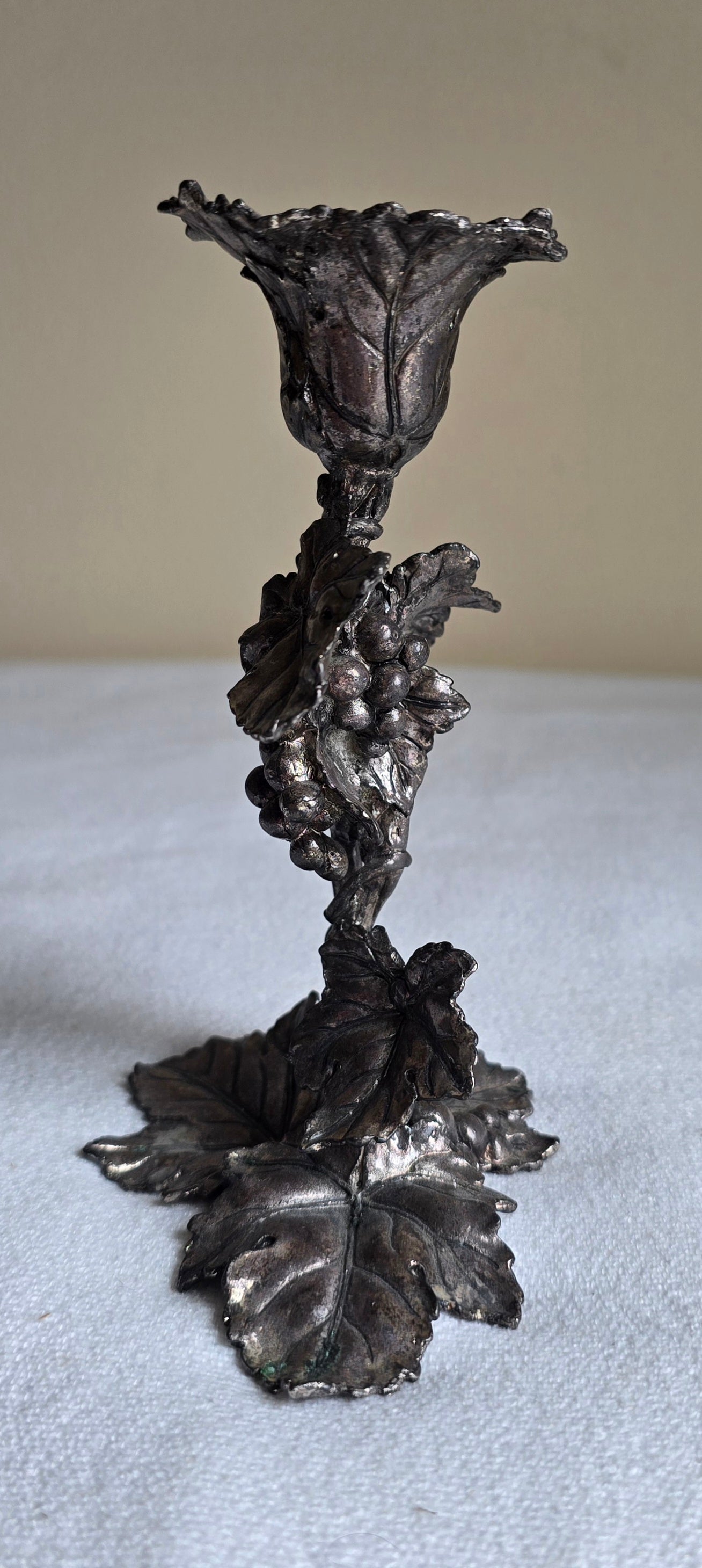 Vintage 1998 Arthur Court Grapevine Candlestick Candle Holder Silver