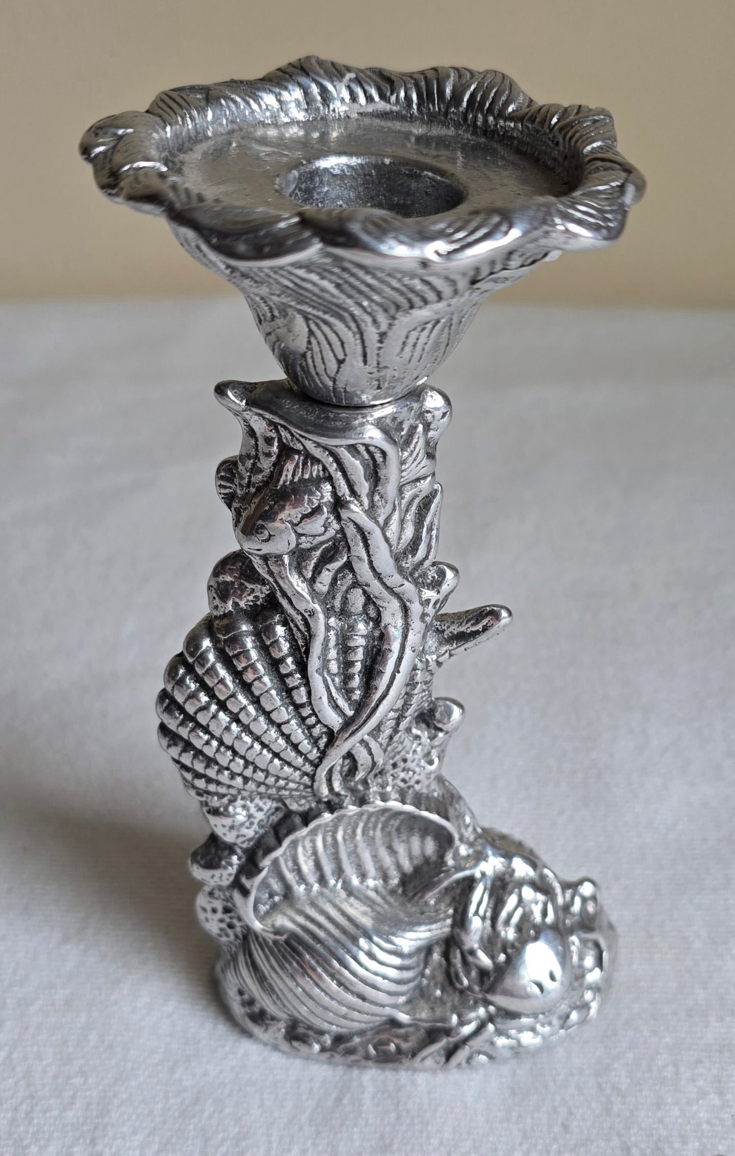 Vintage Arthur Court 1986 Seashell Shell Candlestick Candle Holder Silver