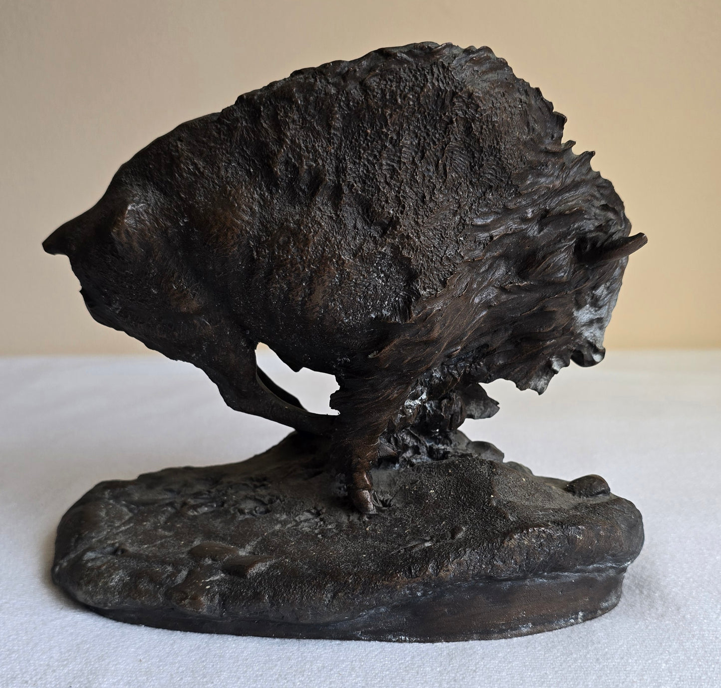 Vintage 1981 Ron Chapel "Thunder on the Plains" Bronze Sculpture Bison Buffalo