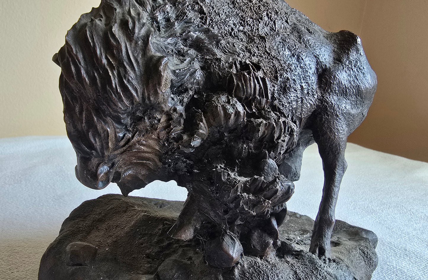 Vintage 1981 Ron Chapel "Thunder on the Plains" Bronze Sculpture Bison Buffalo