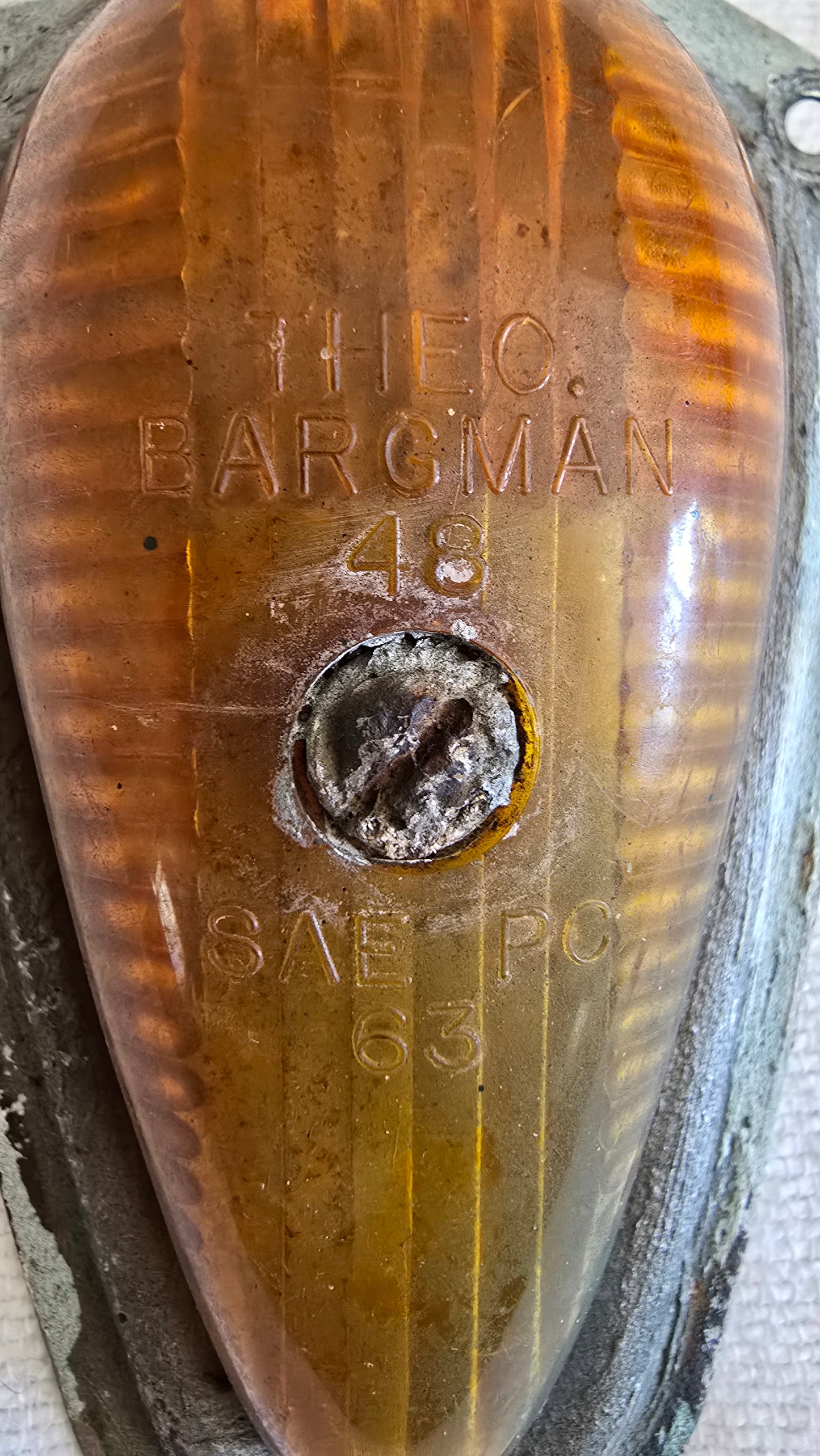 Vintage 1960's Theo Bargman No. 48 SAE PC 63 Travel Trailer Light Orange