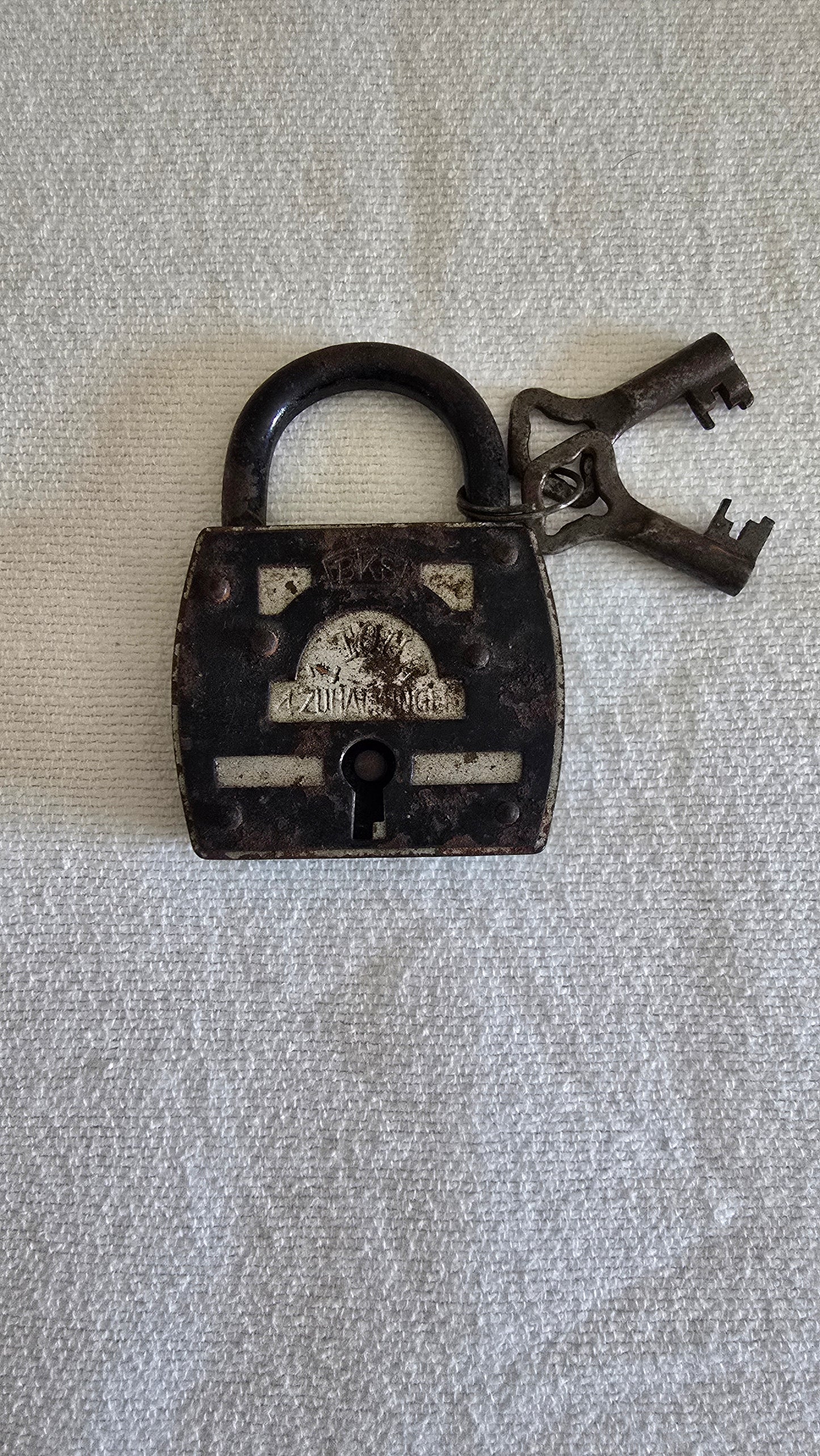 Antique German BKS Zuhaltungen Padlock with Keys - Working