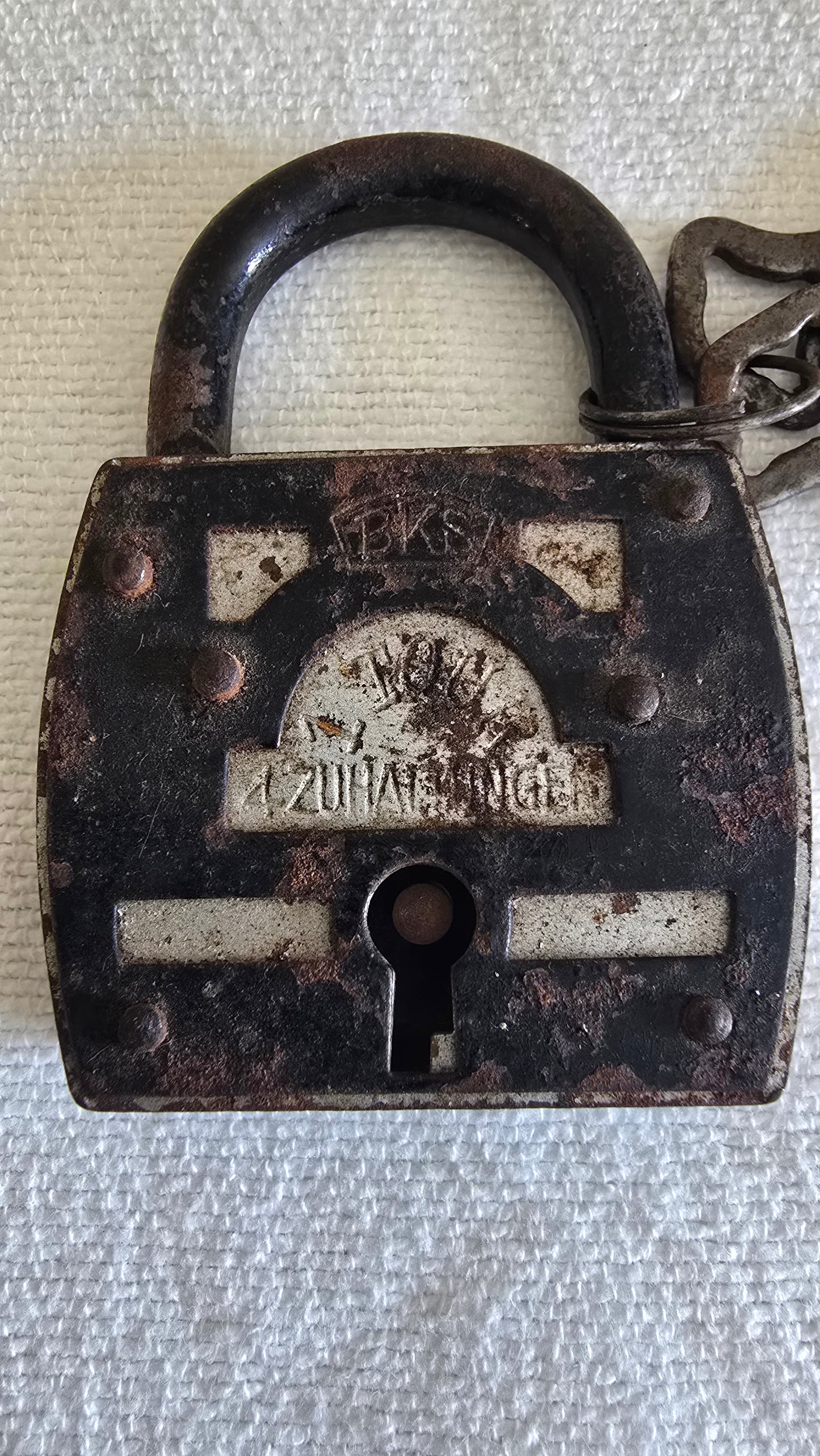 Antique German BKS Zuhaltungen Padlock with Keys - Working
