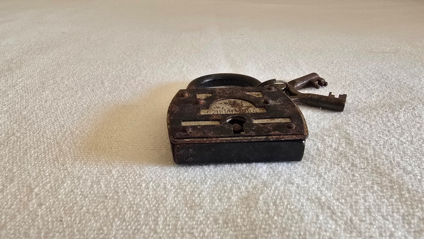 Antique German BKS Zuhaltungen Padlock with Keys - Working