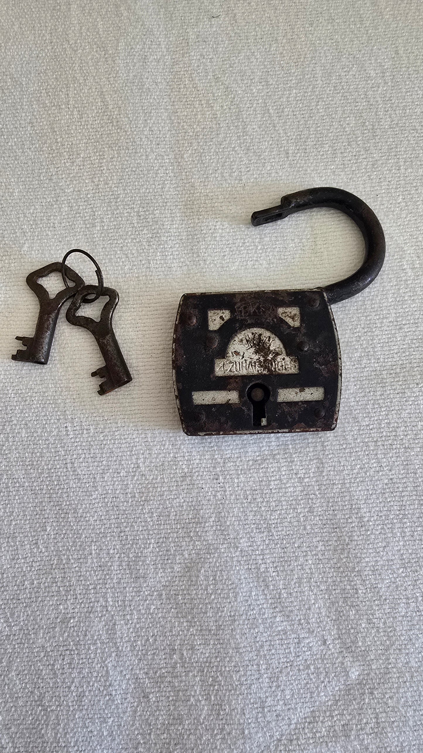 Antique German BKS Zuhaltungen Padlock with Keys - Working