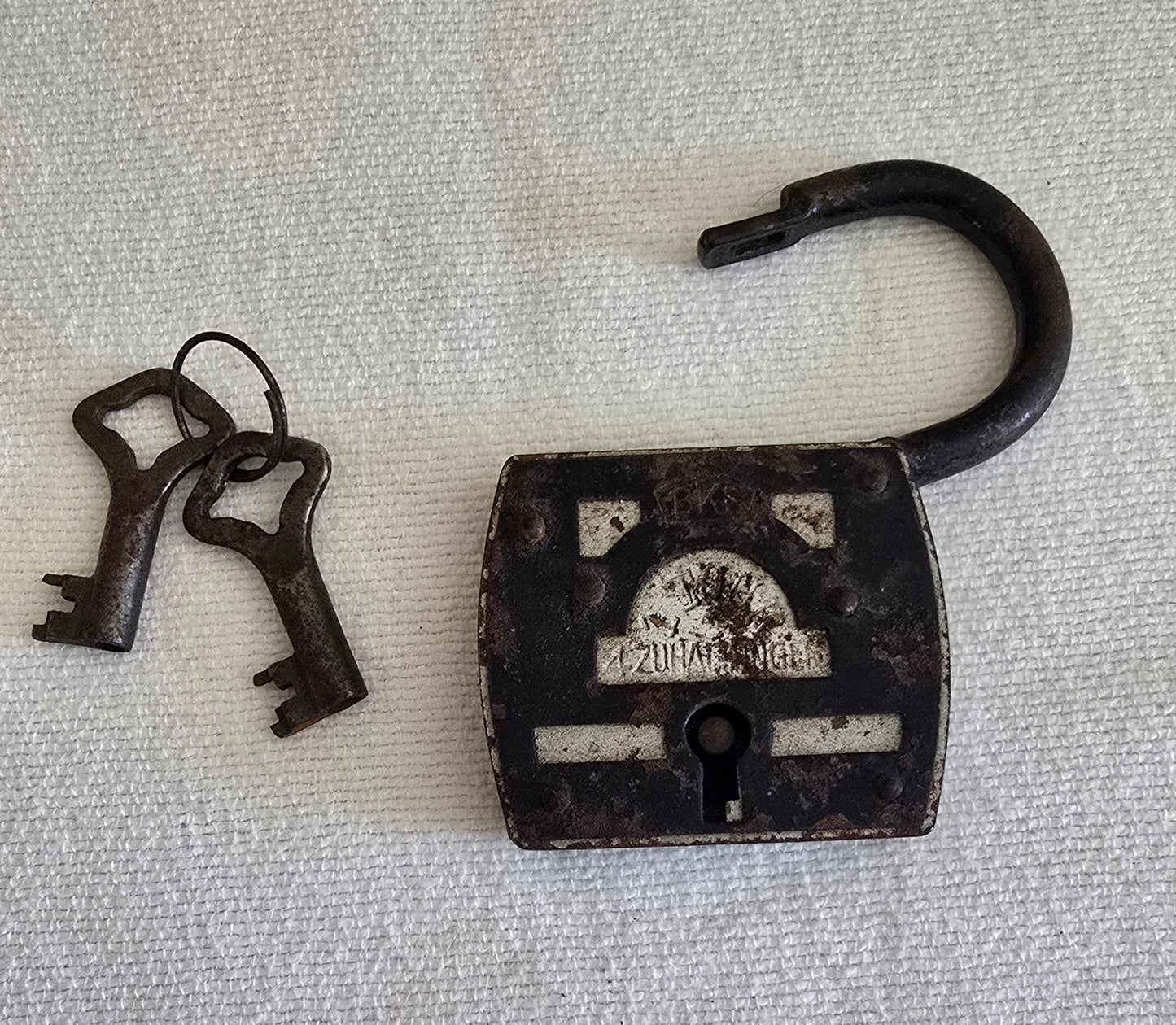 Antique German BKS Zuhaltungen Padlock with Keys - Working