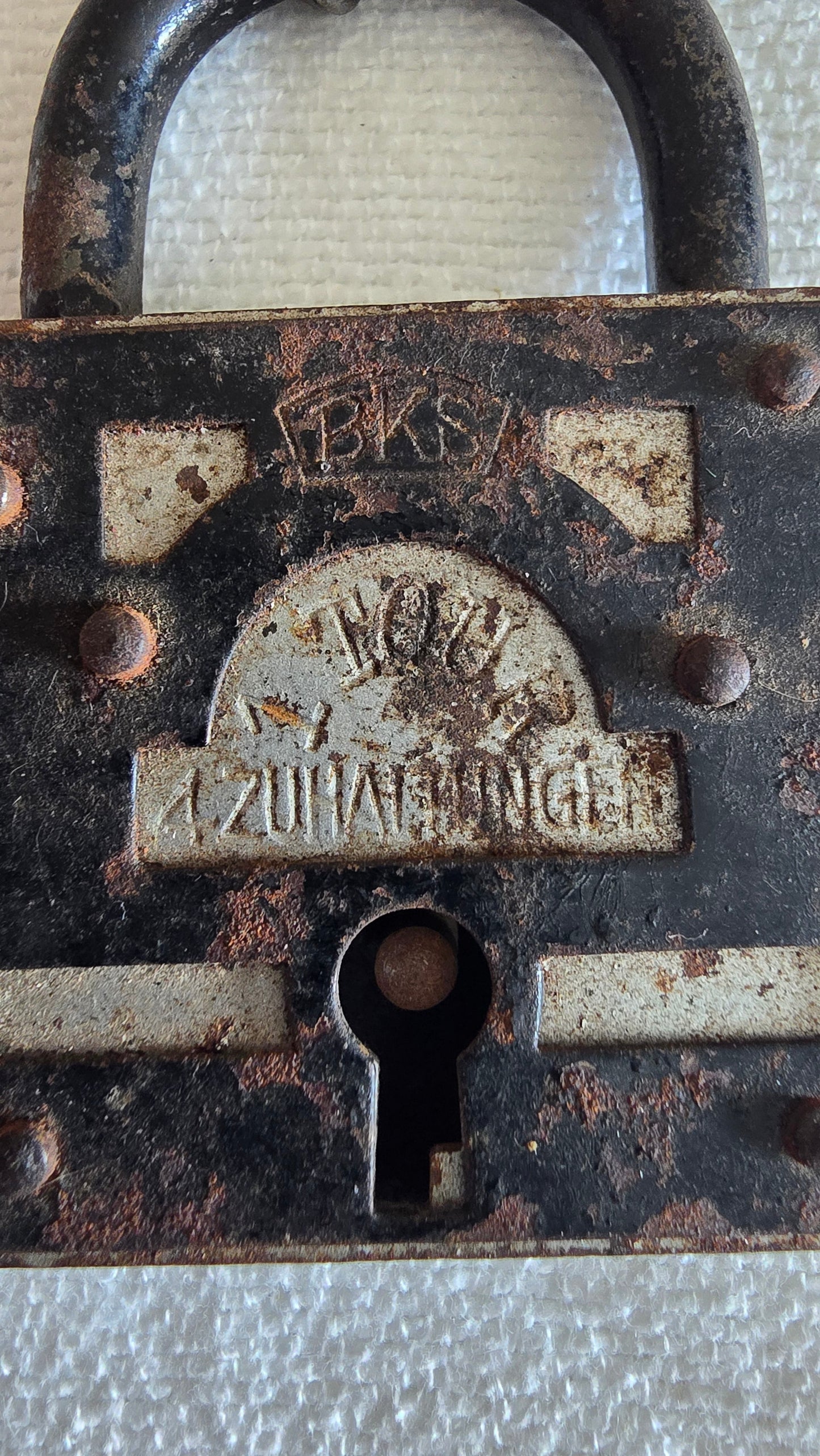 Antique German BKS Zuhaltungen Padlock with Keys - Working
