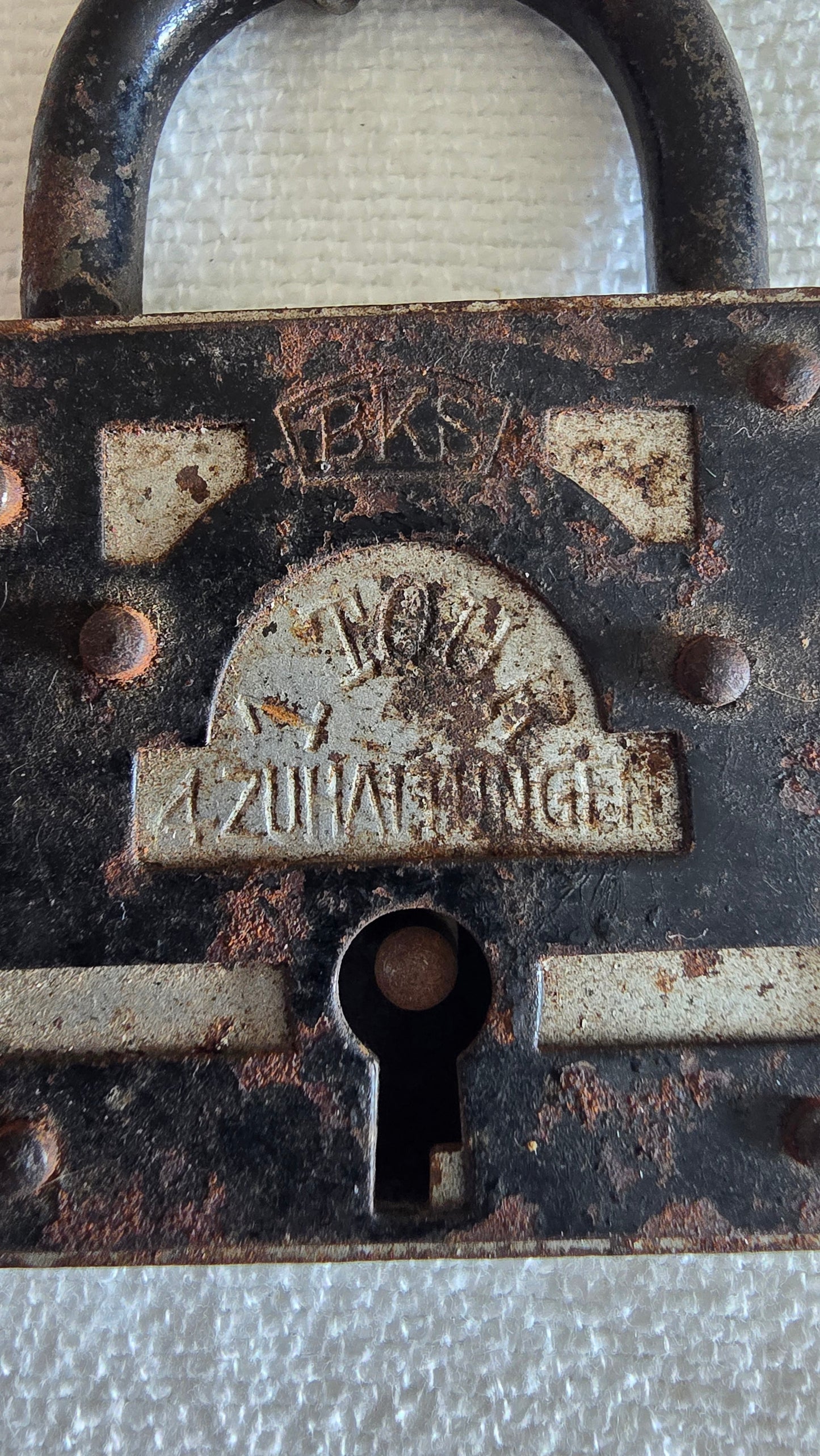 Antique German BKS Zuhaltungen Padlock with Keys - Working