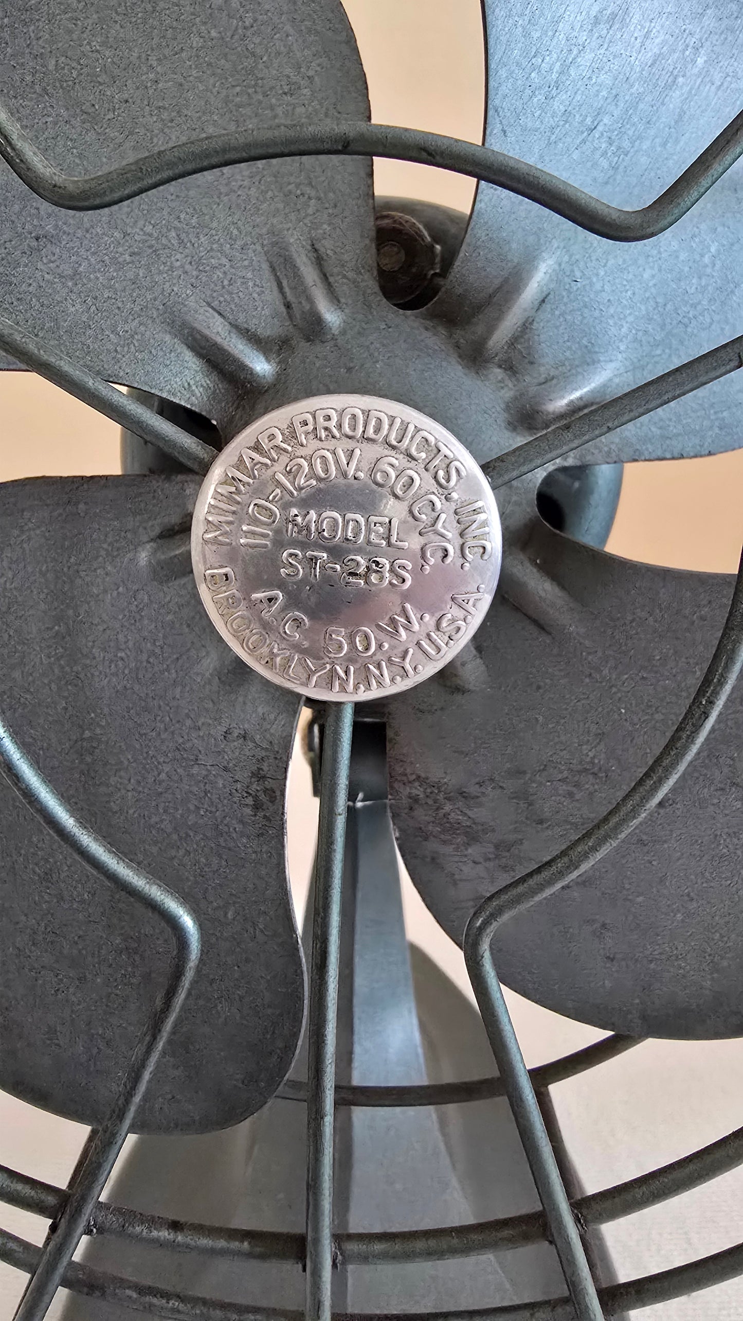 Vintage Mimar Products Model ST-28S Desk Table Fan Blue Gray Metal Adjustable Tilting
