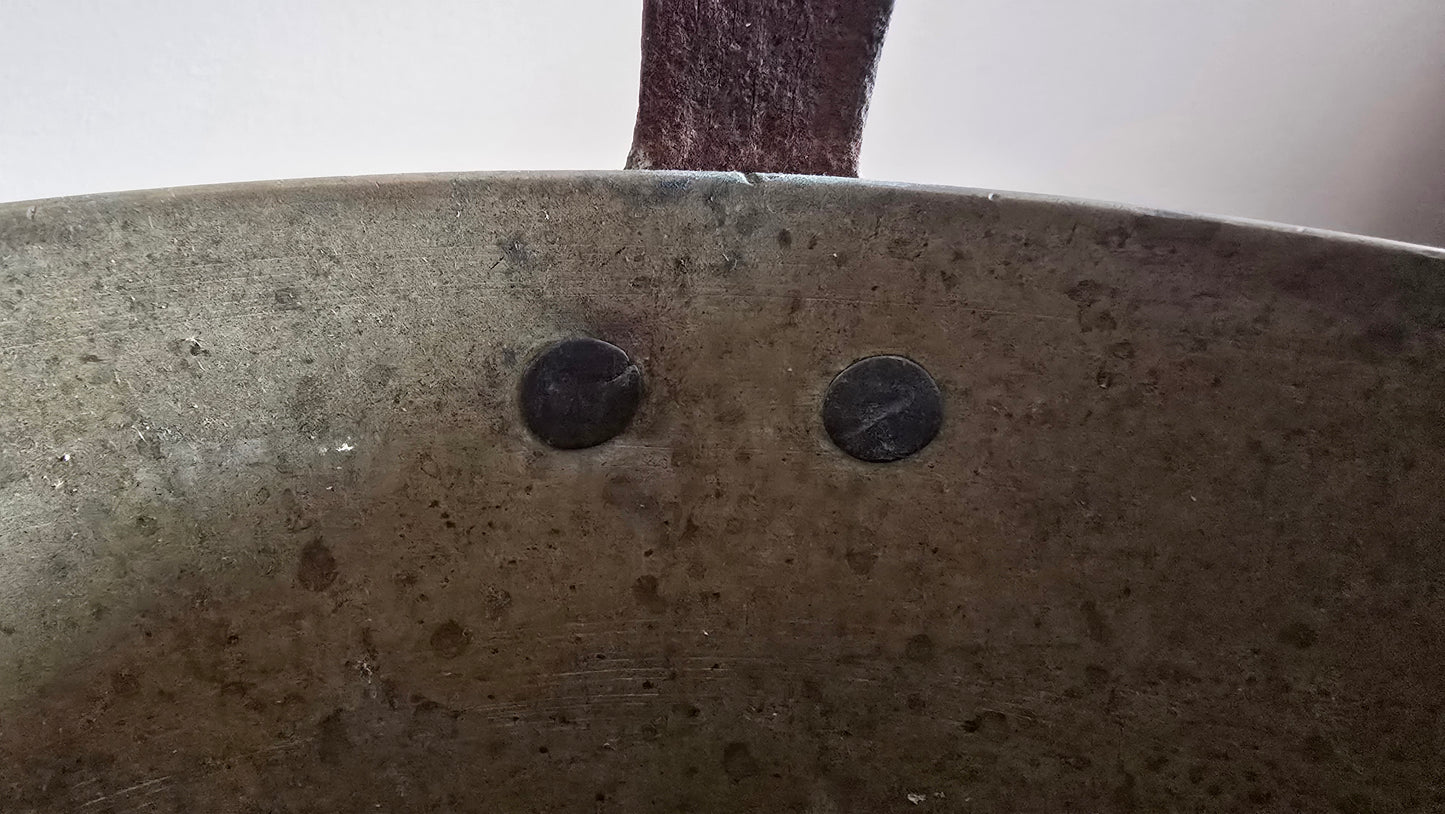 Antique Heavy Thick Brass Jam Pan Cooking Pot with Forged Iron Handle