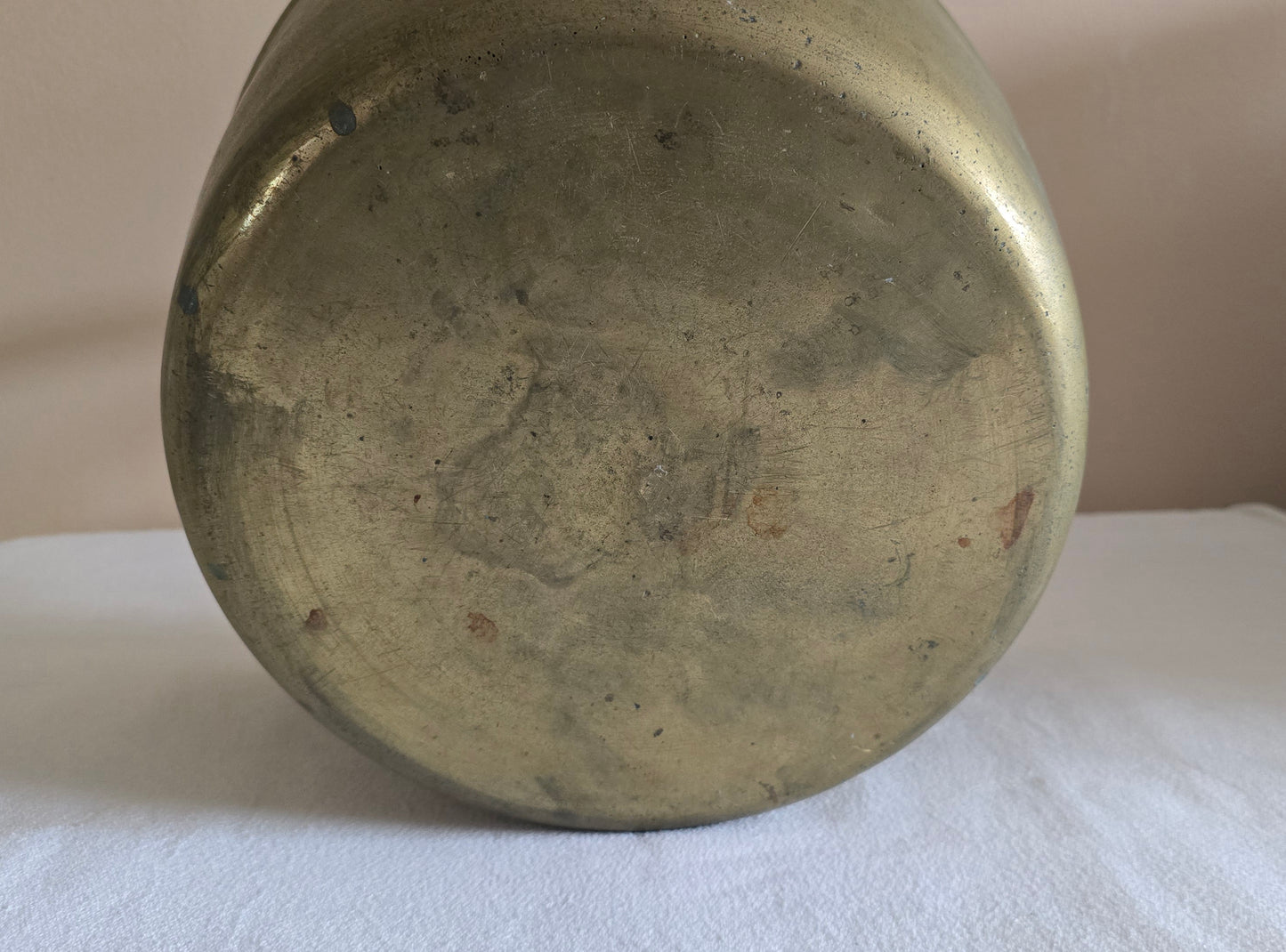 Antique Heavy Thick Brass Jam Pan Cooking Pot with Forged Iron Handle